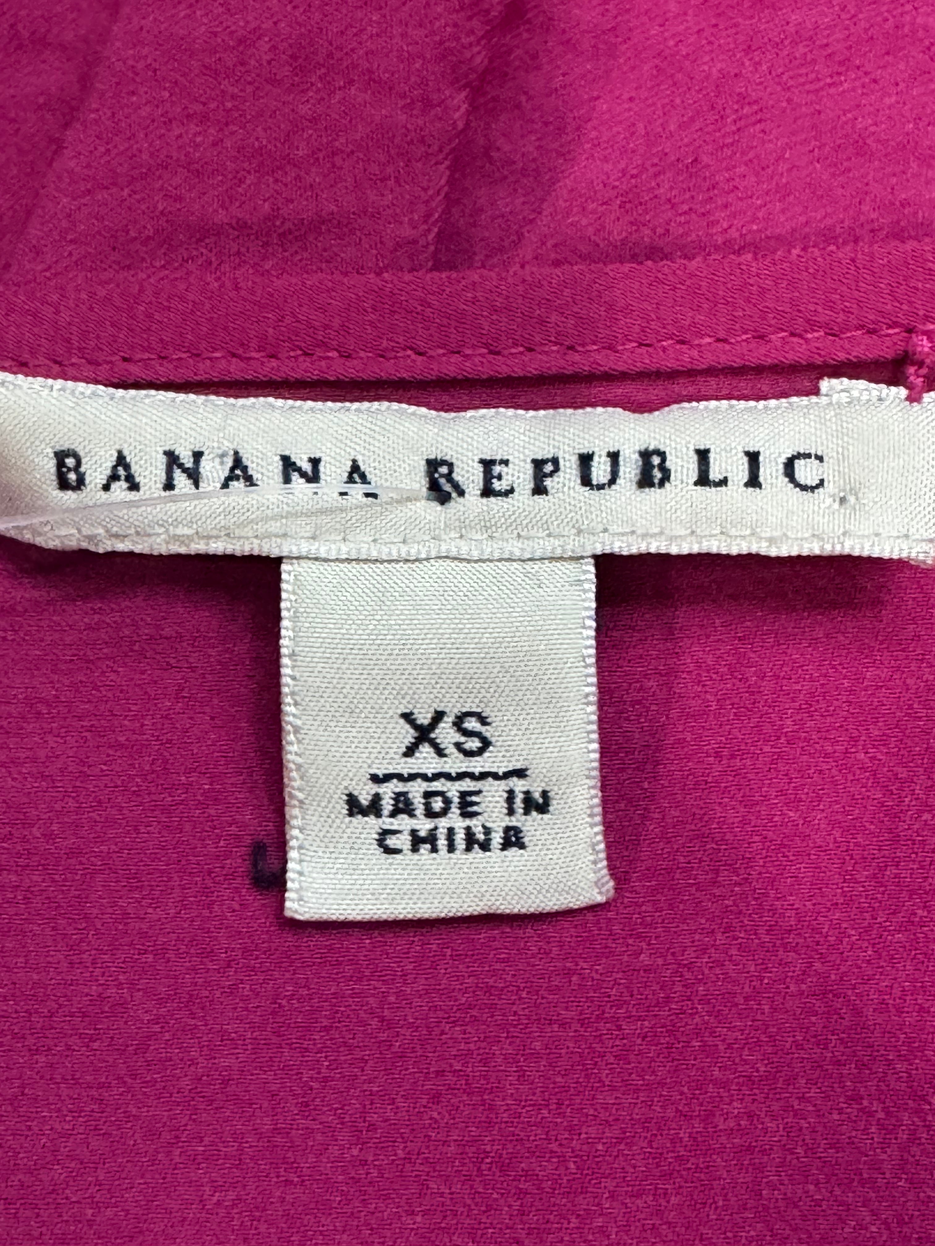 Banana Republic Magenta V-Neck Smocked Waist Blouse - Size XS