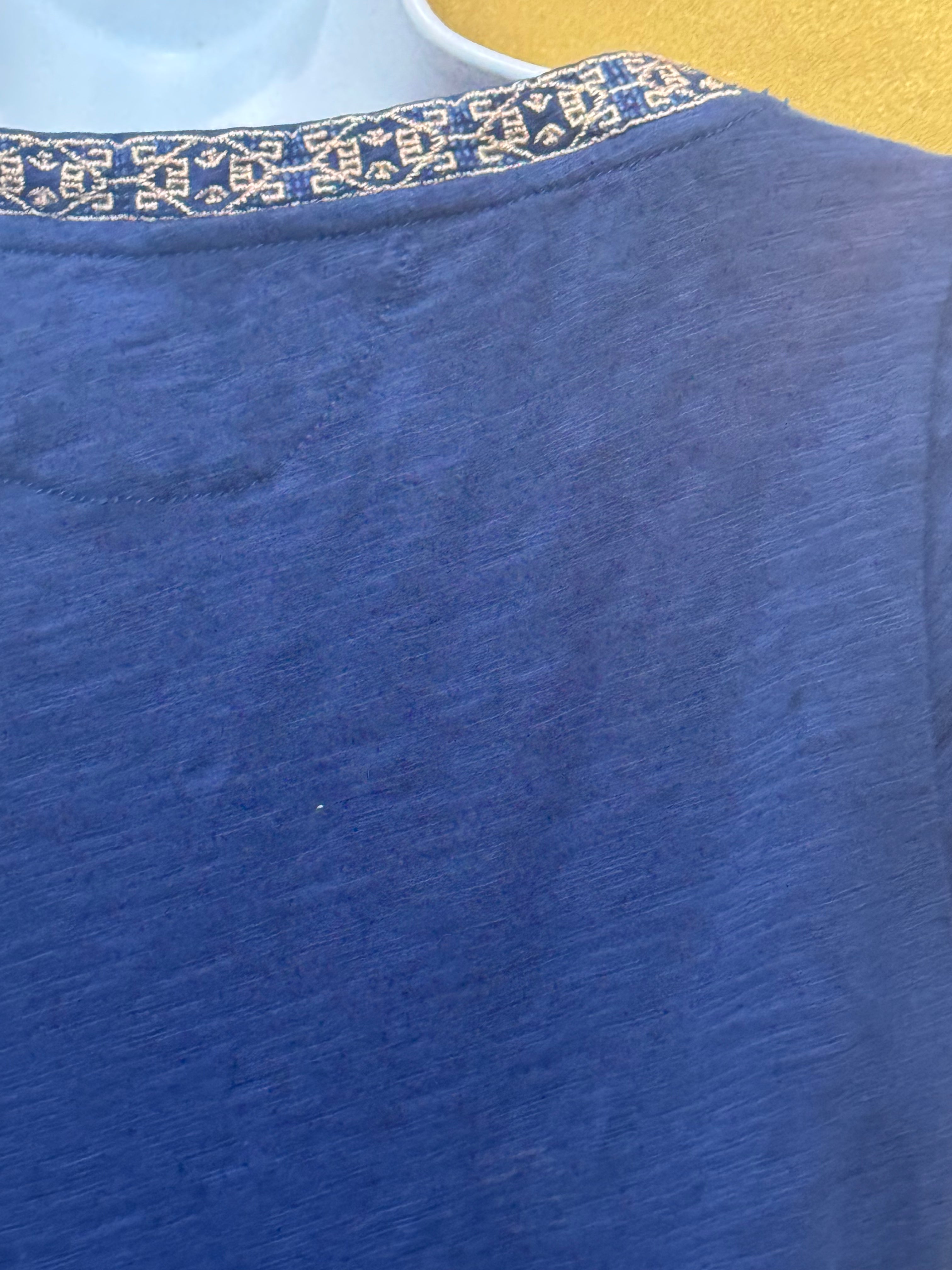 LRL Lauren Jeans Co. Ralph Lauren Blue Cotton Tassel Keyhole Top Size XS