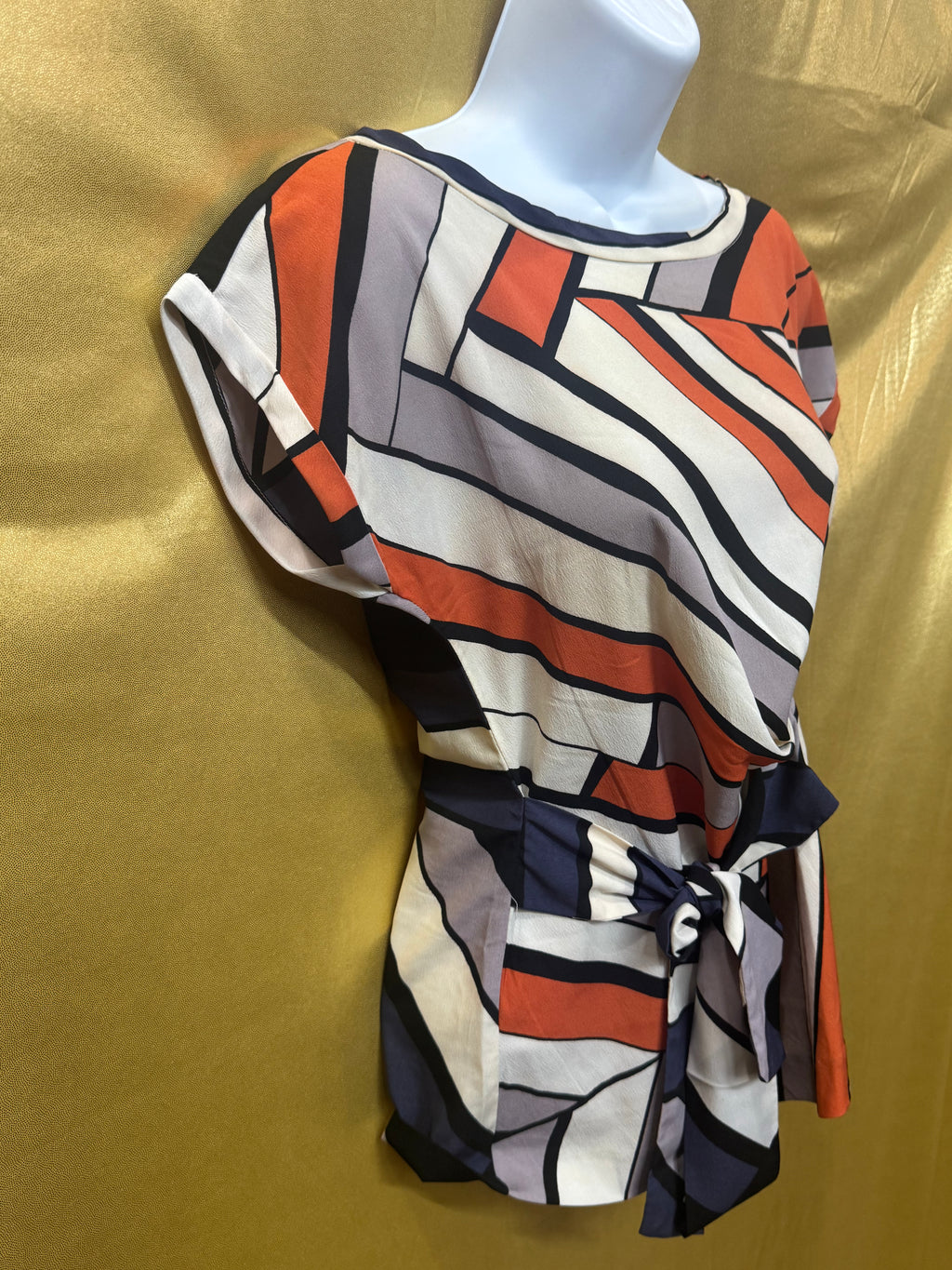 Banana Republic Bold Geometric Twist-Front Blouse - Size XS