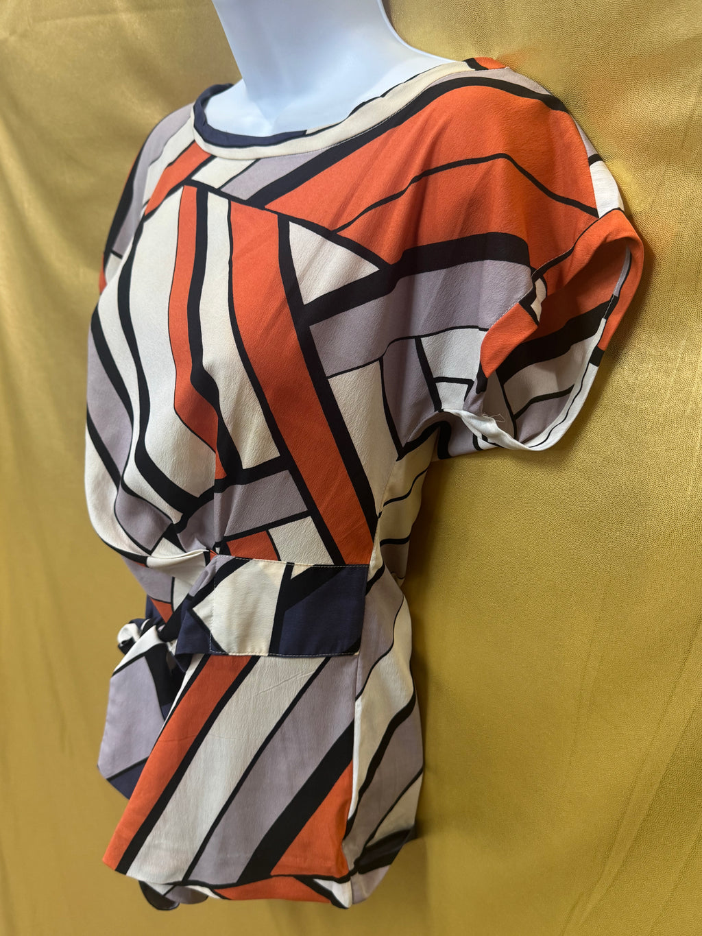 Banana Republic Bold Geometric Twist-Front Blouse - Size XS