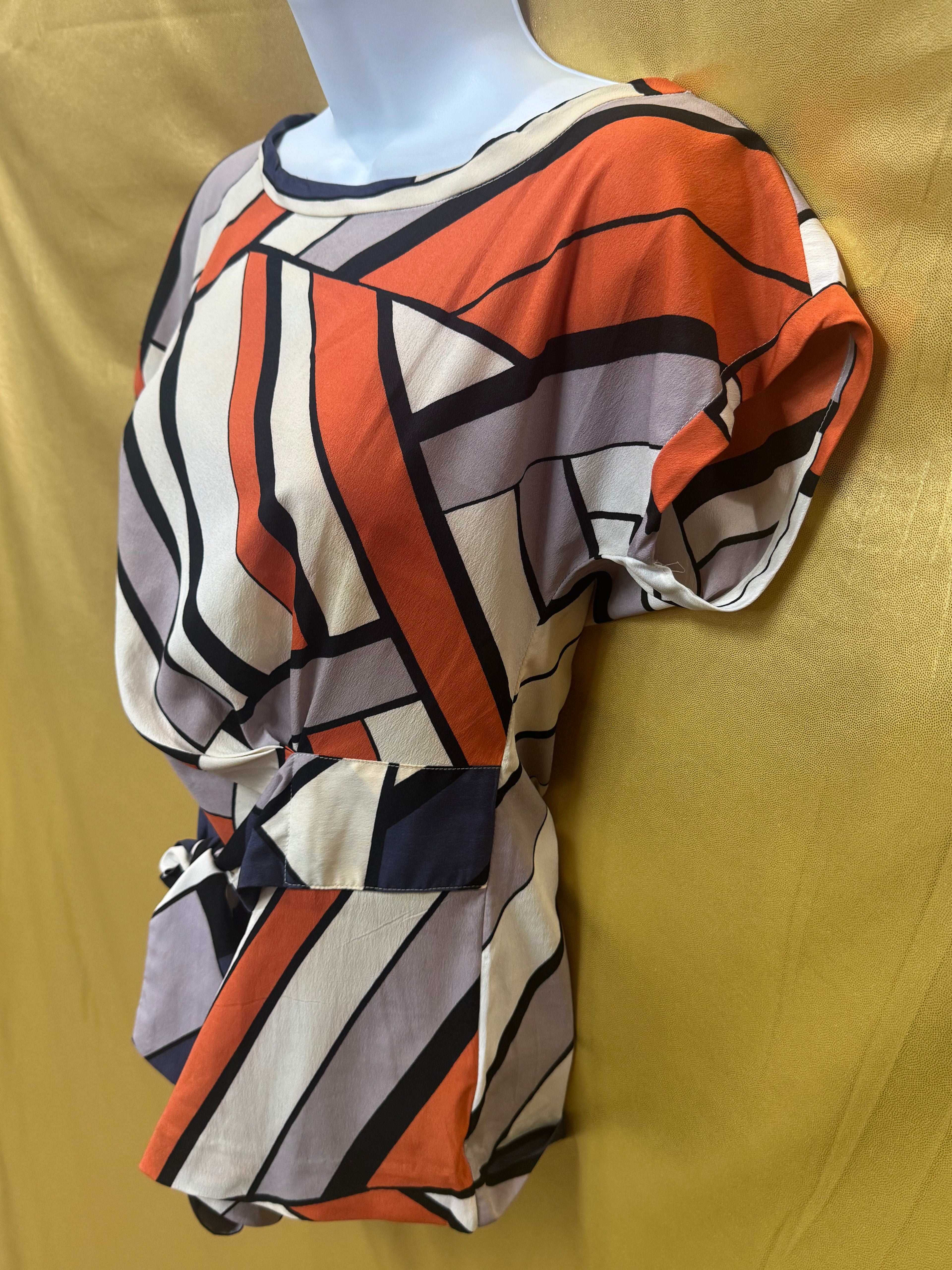 Banana Republic Bold Geometric Twist-Front Blouse - Size XS