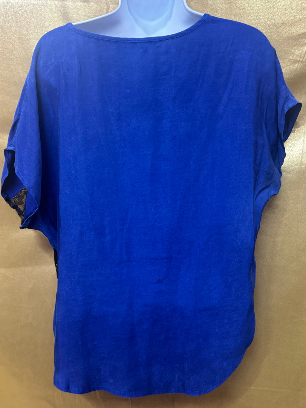 Express Royal Blue Lace Stripe Short Sleeve Blouse Size XS