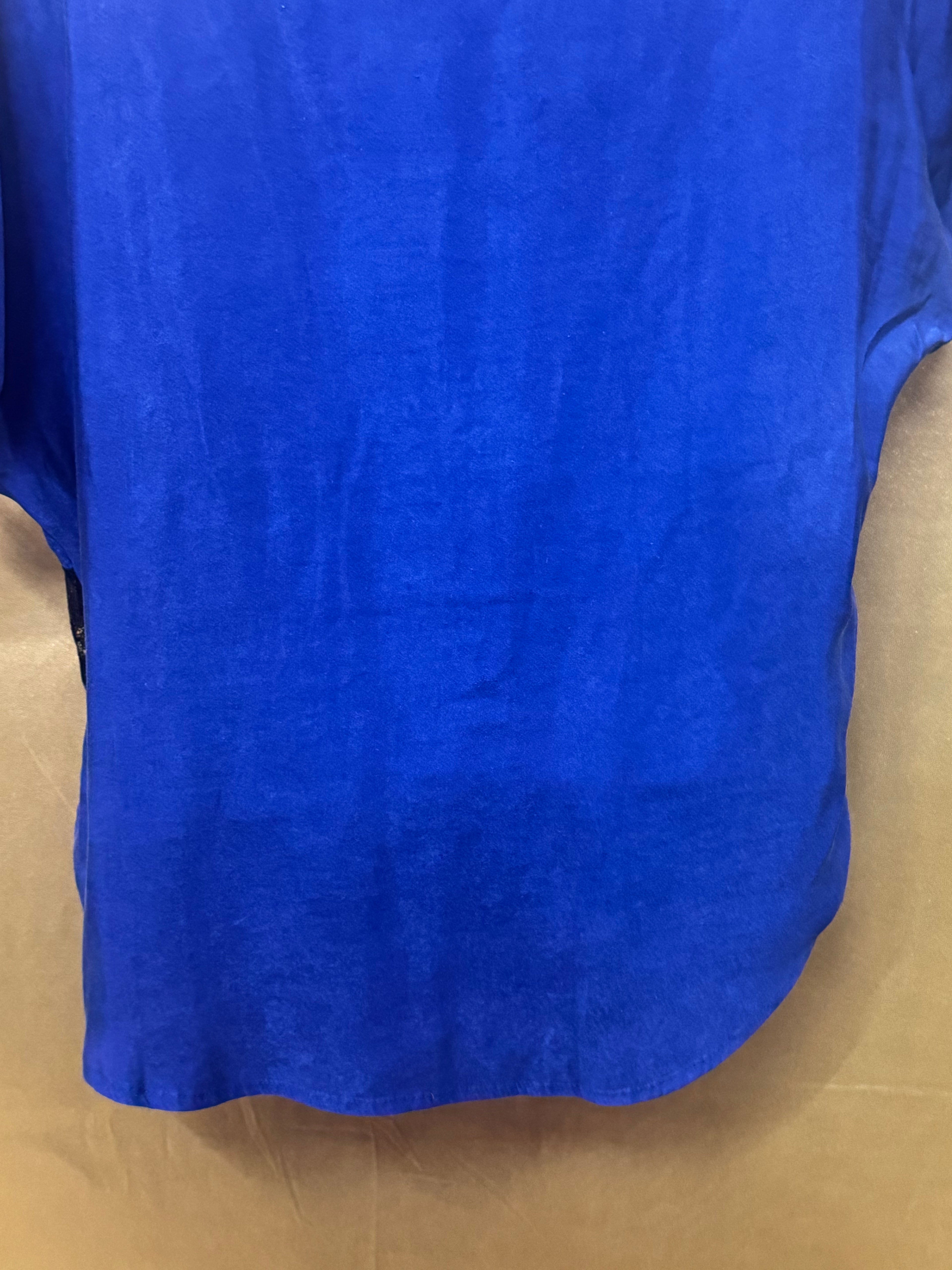Express Royal Blue Lace Stripe Short Sleeve Blouse Size XS