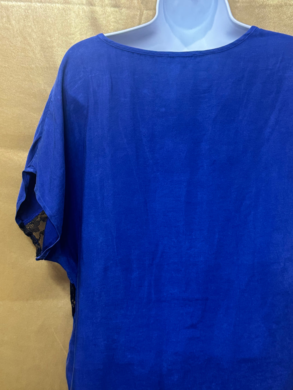 Express Royal Blue Lace Stripe Short Sleeve Blouse Size XS