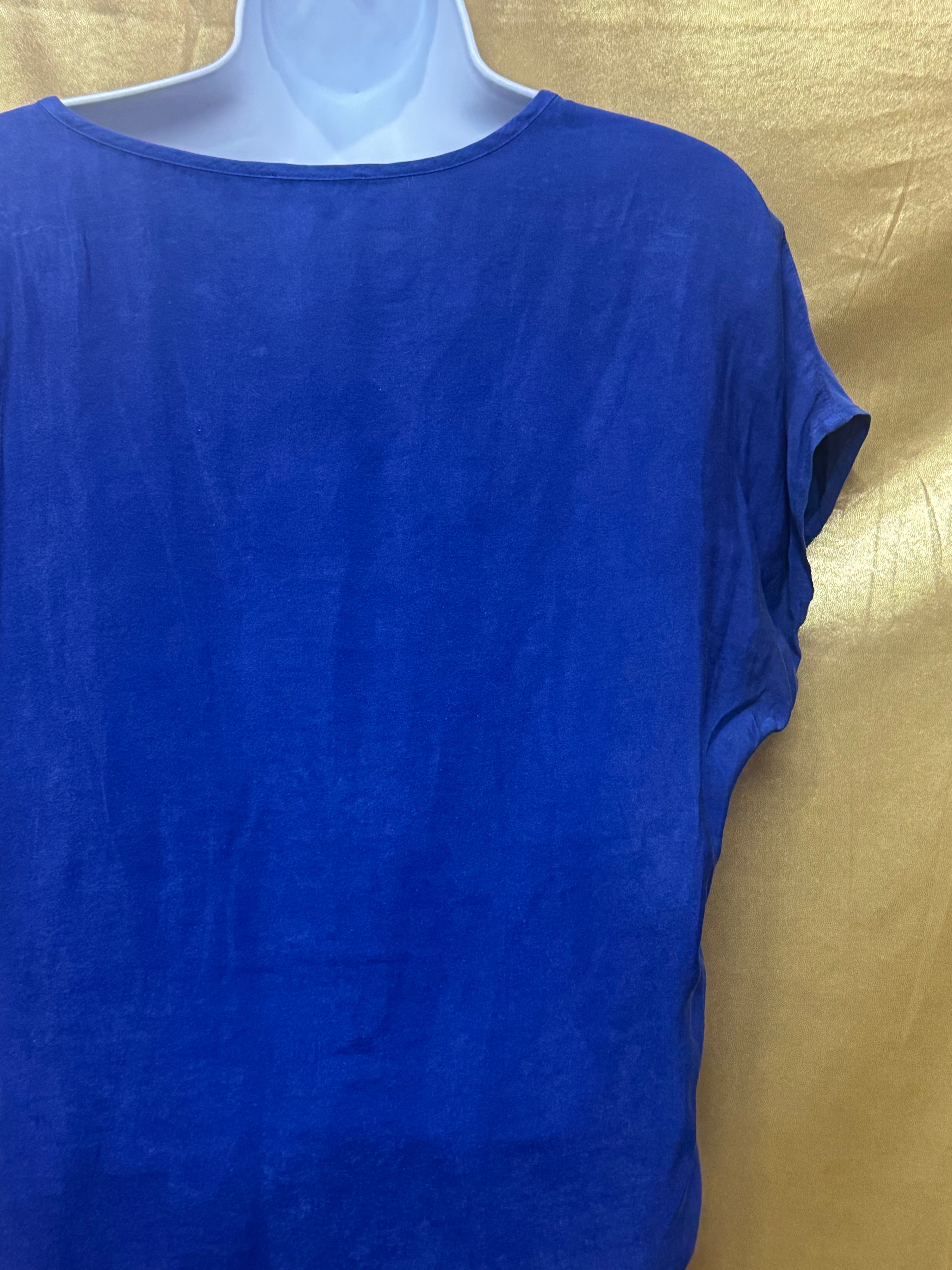 Express Royal Blue Lace Stripe Short Sleeve Blouse Size XS