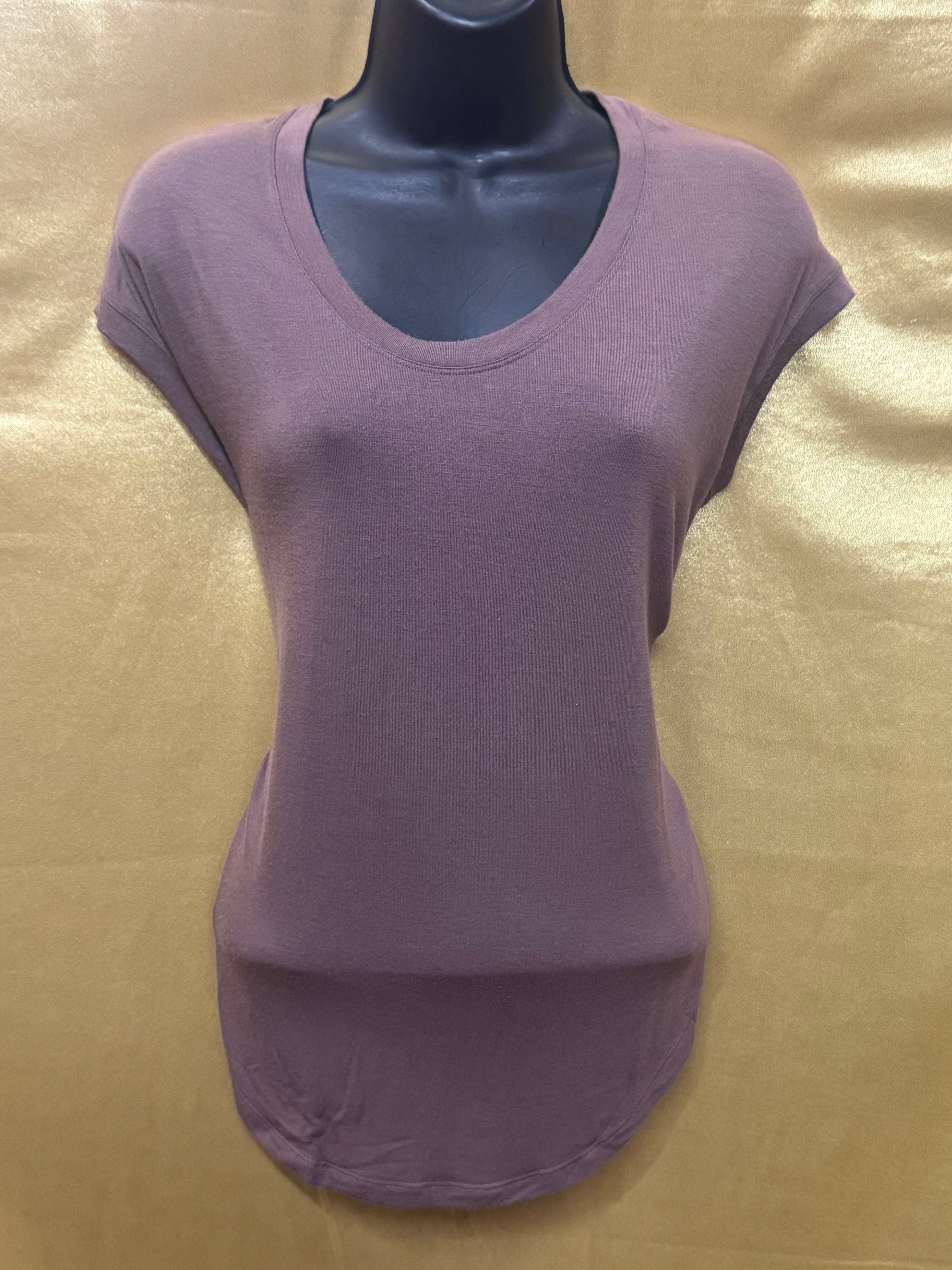 Athleta Cloudlight Rib Stratus Tee Mauve Purple Oversized Basic Top Size XS