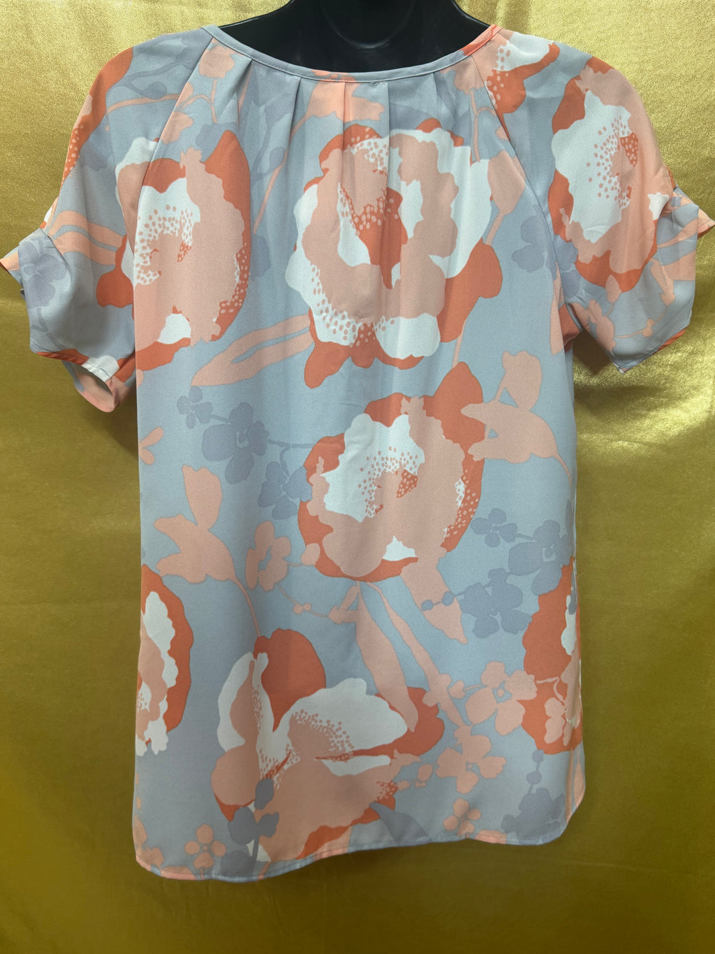 Banana Republic Floral Tie-Neck Short Sleeve Blouse - Size XS