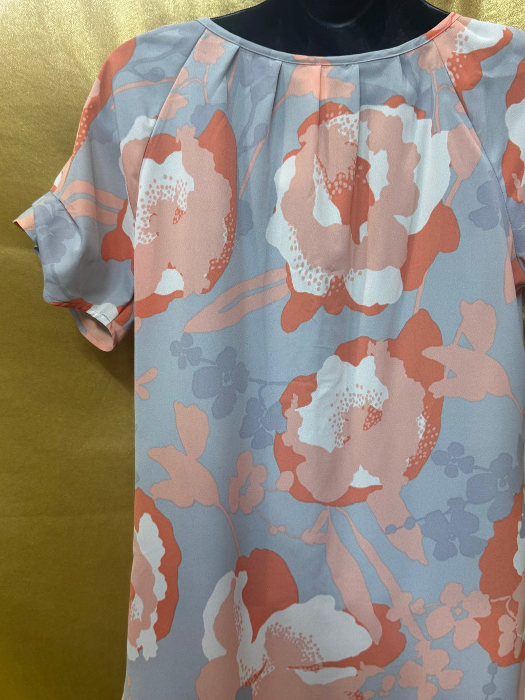 Banana Republic Floral Tie-Neck Short Sleeve Blouse - Size XS