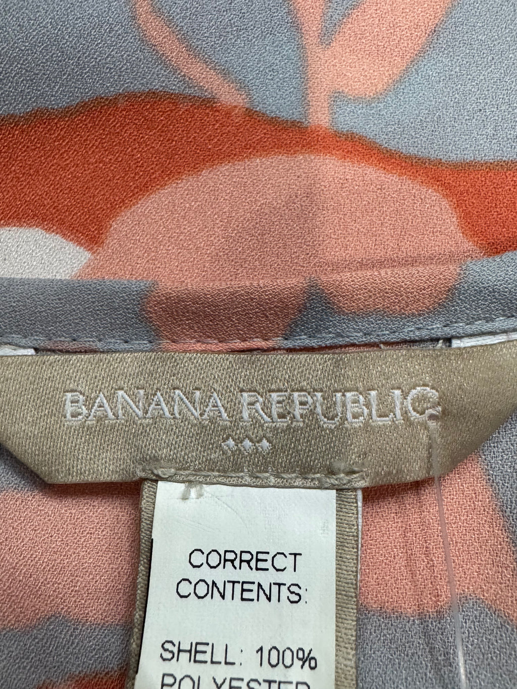 Banana Republic Floral Tie-Neck Short Sleeve Blouse - Size XS