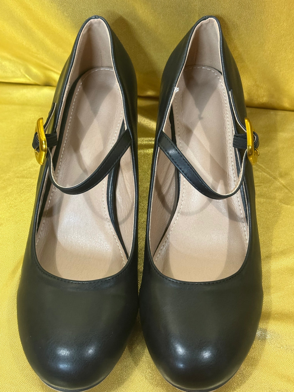 Vintage Style Black Mary Jane Block Heels — Size 42