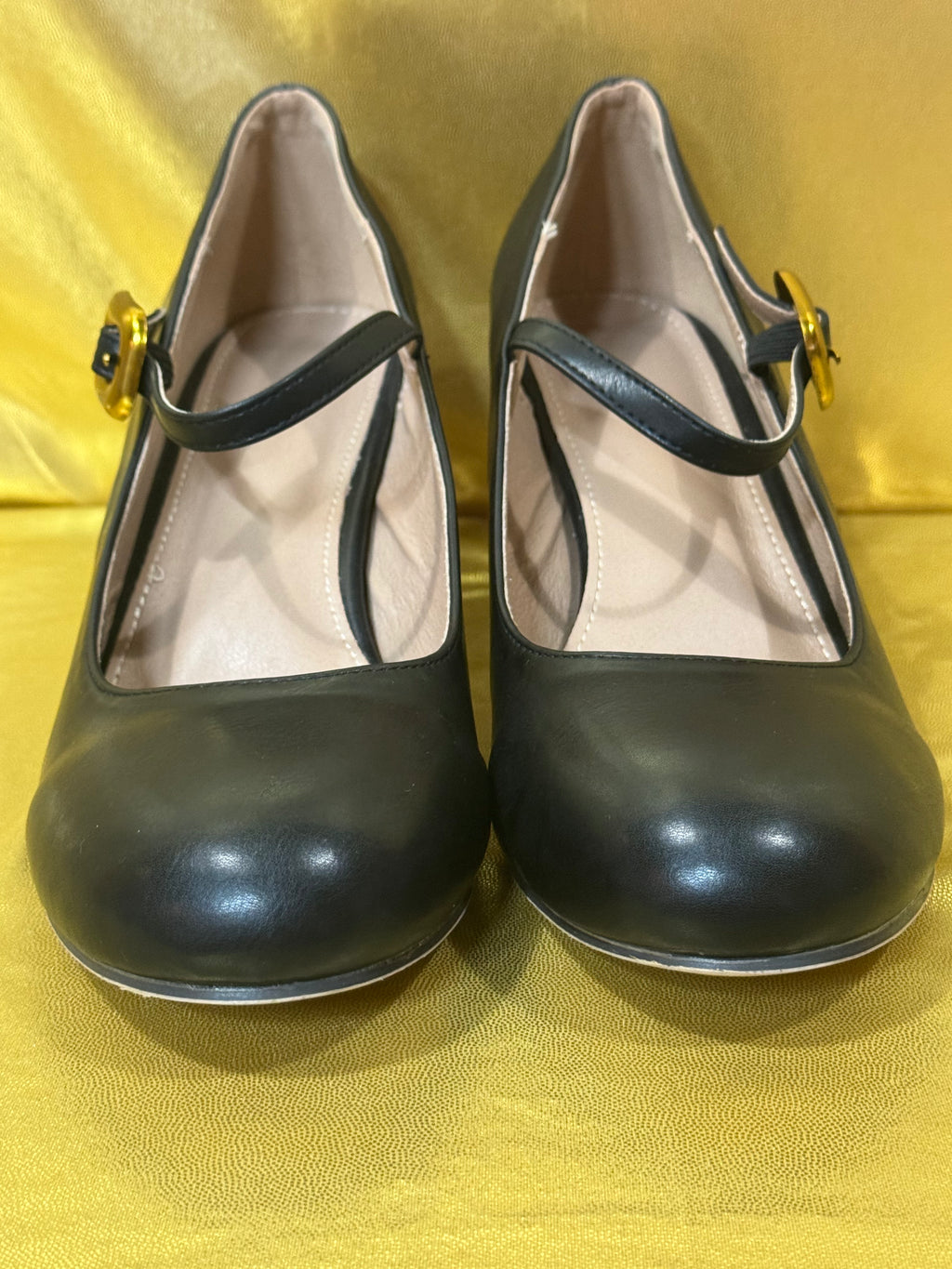 Vintage Style Black Mary Jane Block Heels — Size 42