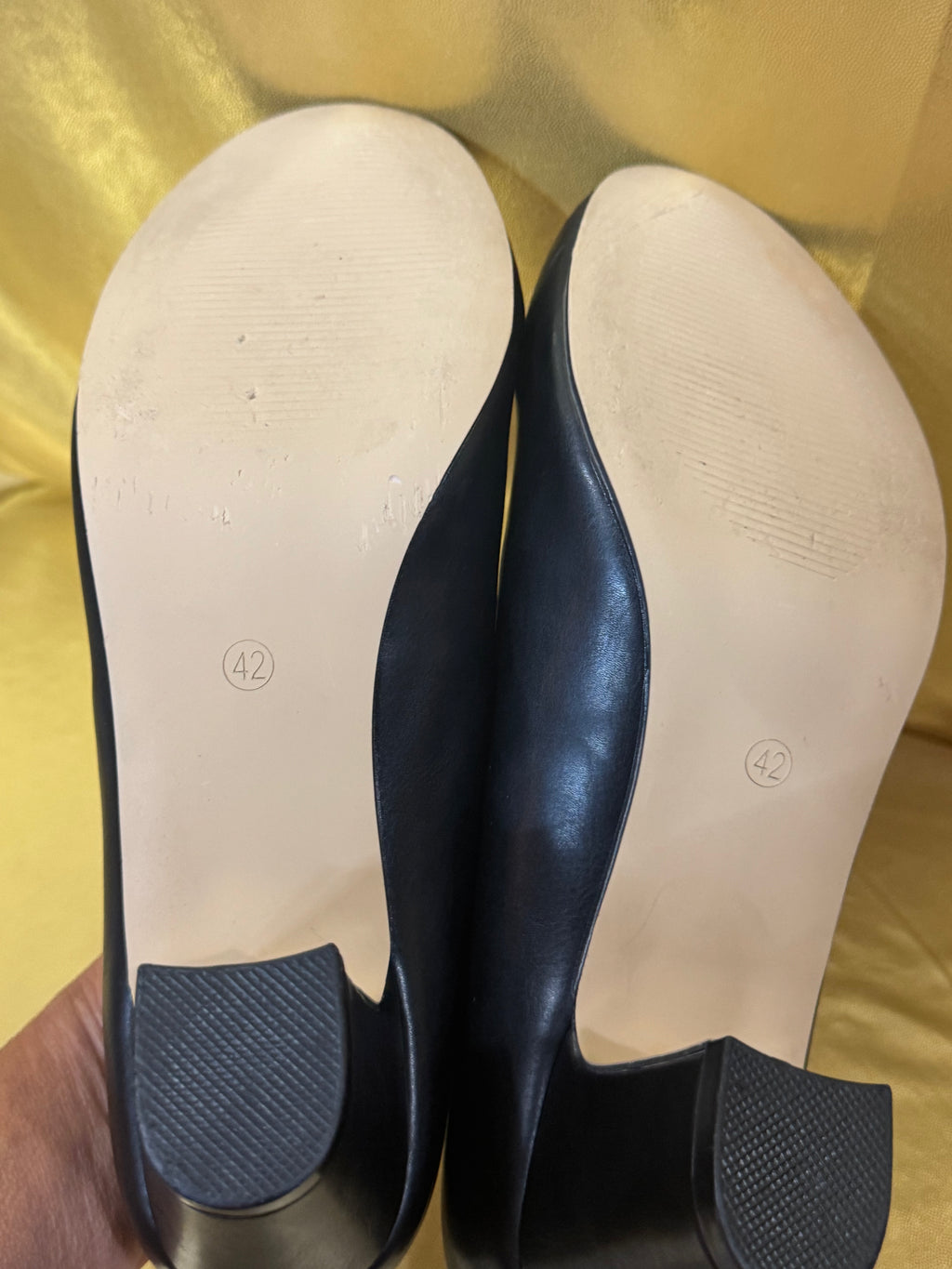 Vintage Style Black Mary Jane Block Heels — Size 42