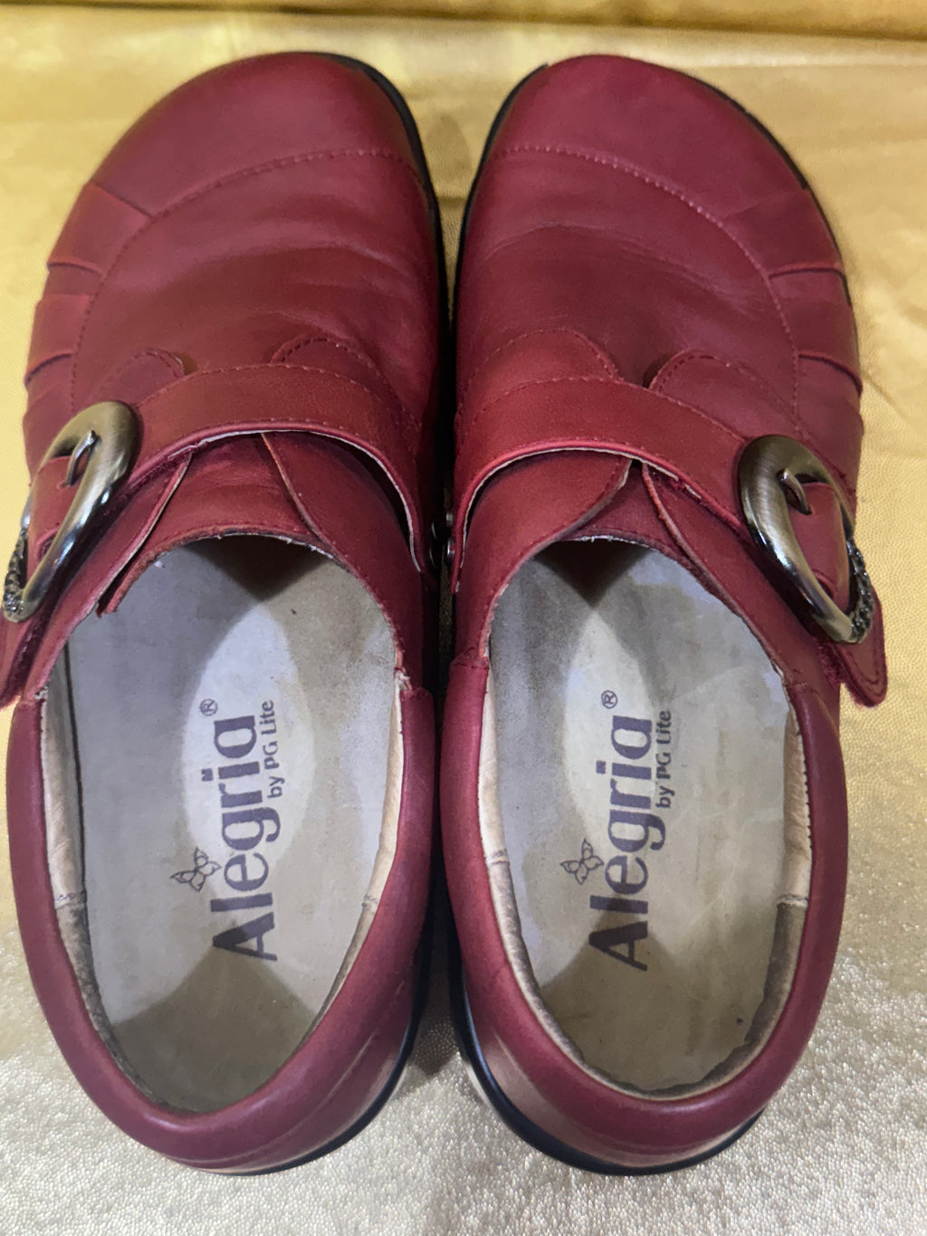 Alegria Khloe Red Leather Comfort Clogs Shoes EUR 37 US 7-7.5 Nurse Working Slip On