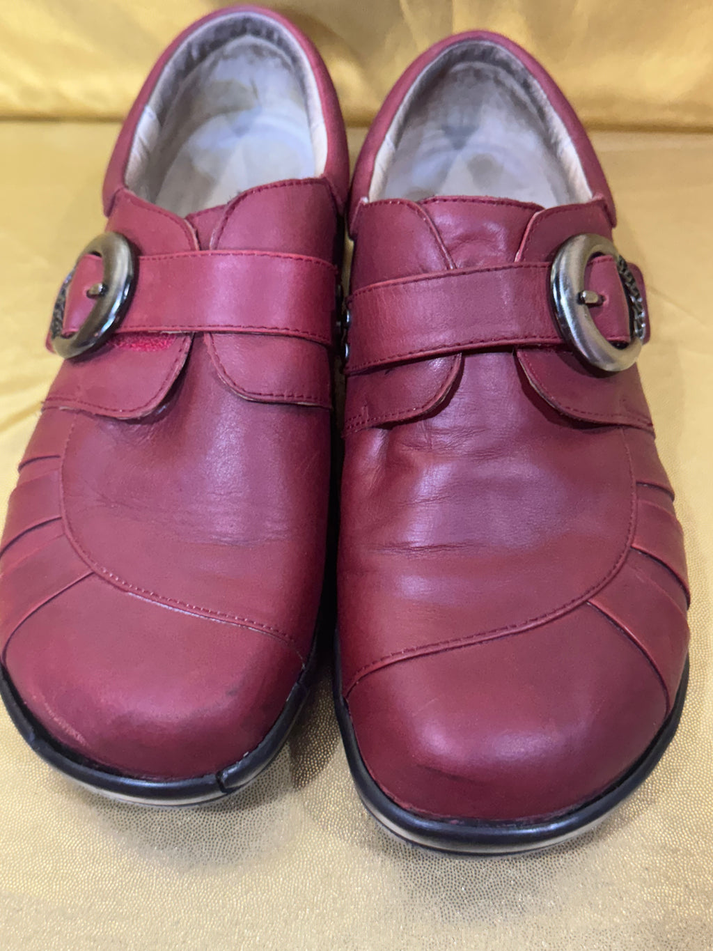 Alegria Khloe Red Leather Comfort Clogs Shoes EUR 37 US 7-7.5 Nurse Working Slip On