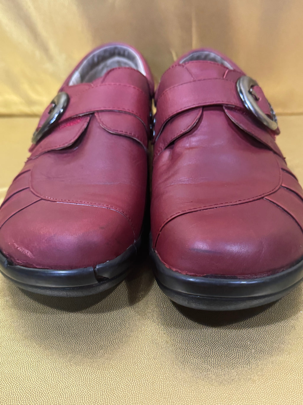 Alegria Khloe Red Leather Comfort Clogs Shoes EUR 37 US 7-7.5 Nurse Working Slip On
