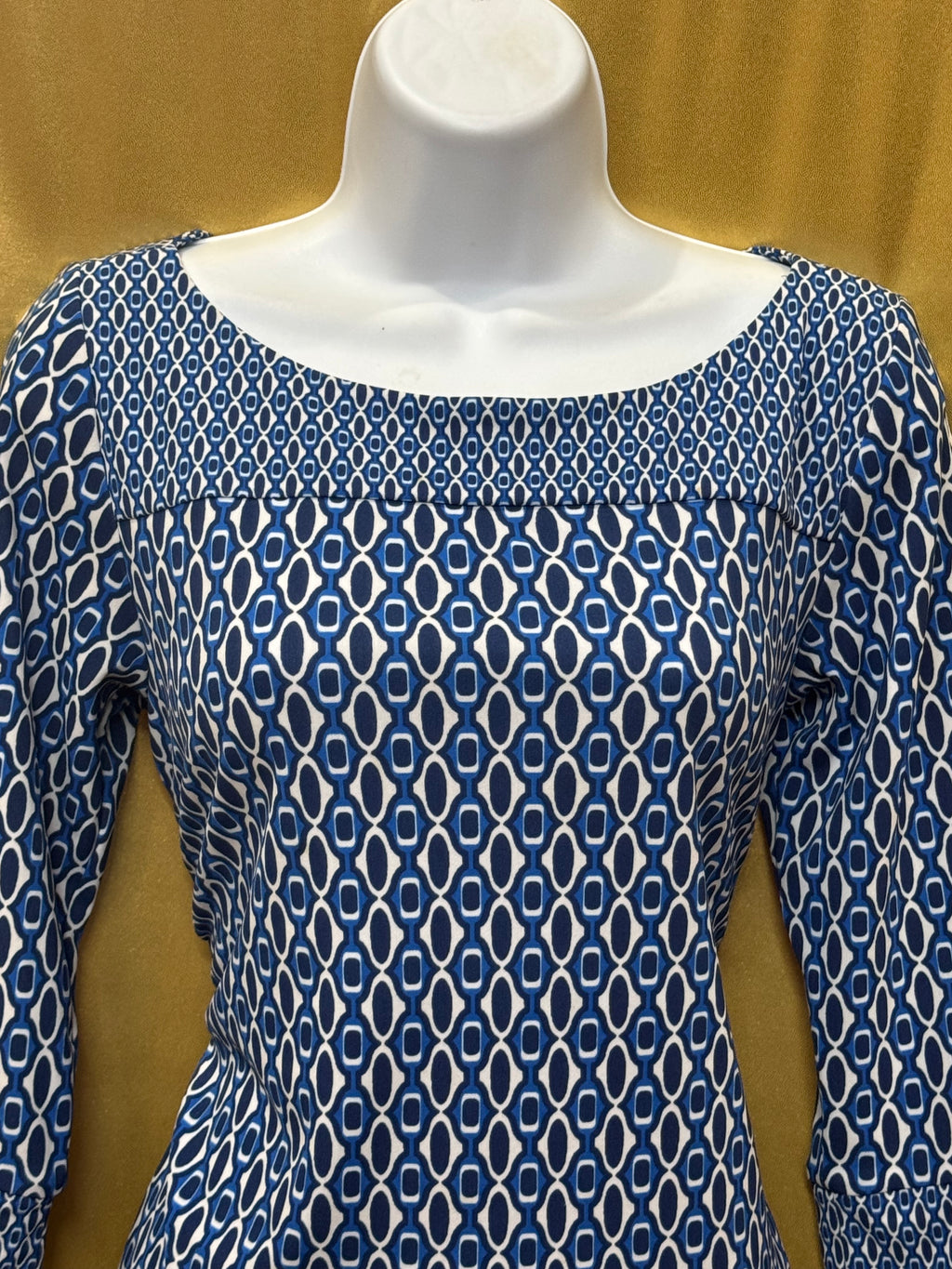 Ann Taylor Geometric Chain Link 3/4 Sleeve Blouse - Size XS