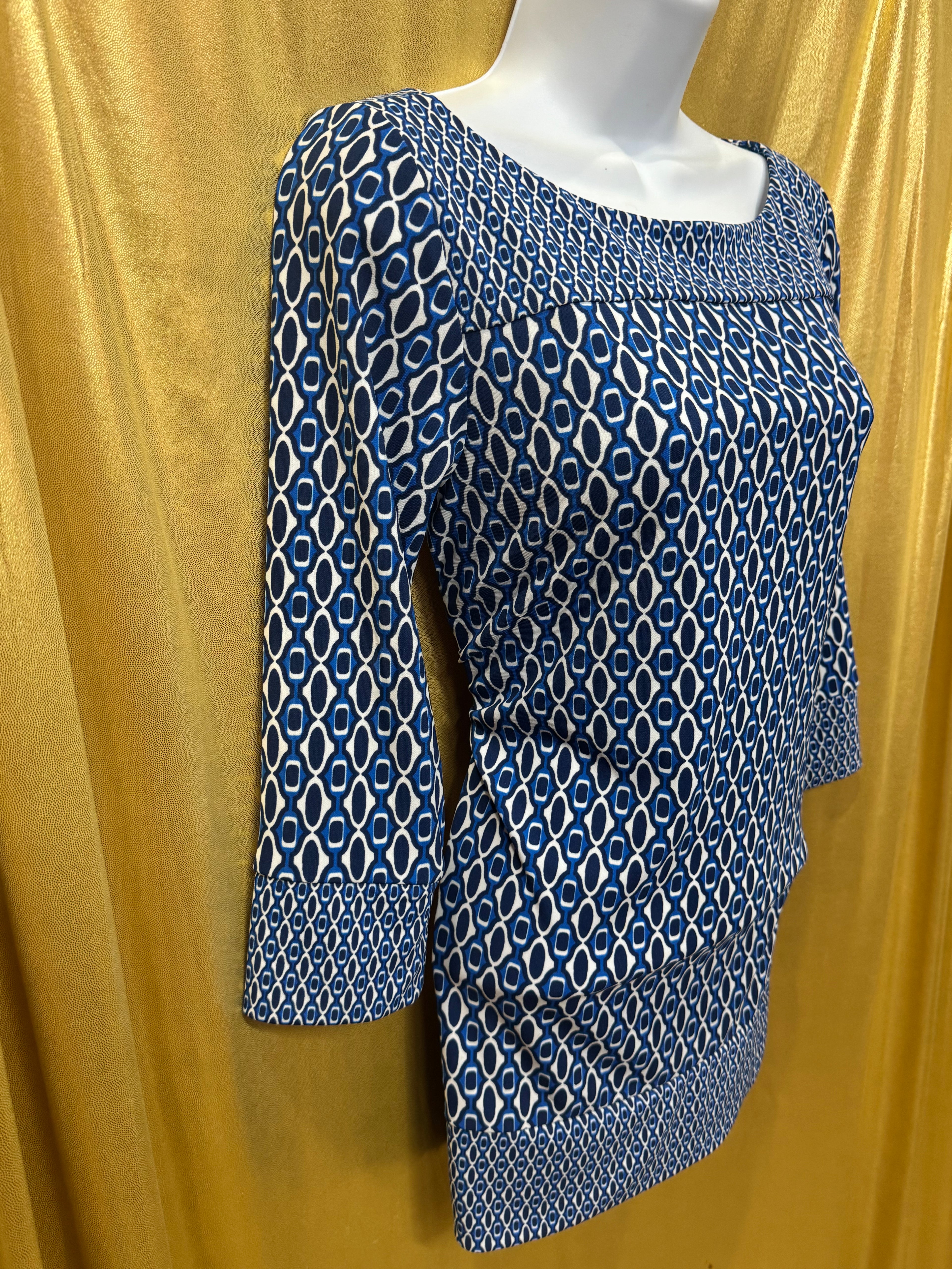 Ann Taylor Geometric Chain Link 3/4 Sleeve Blouse - Size XS