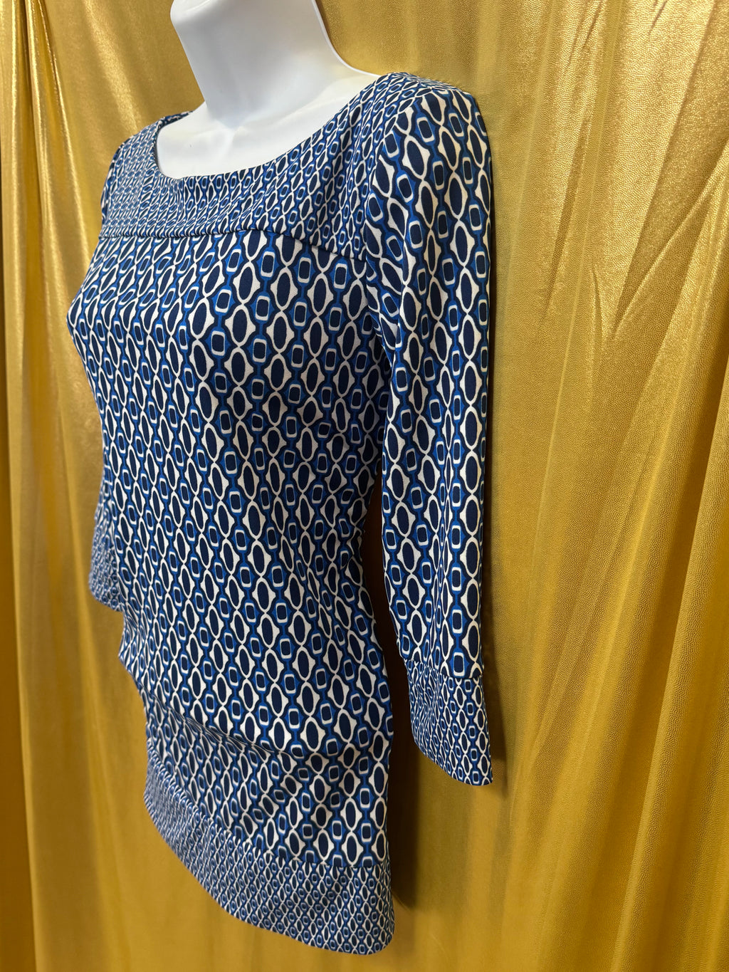 Ann Taylor Geometric Chain Link 3/4 Sleeve Blouse - Size XS