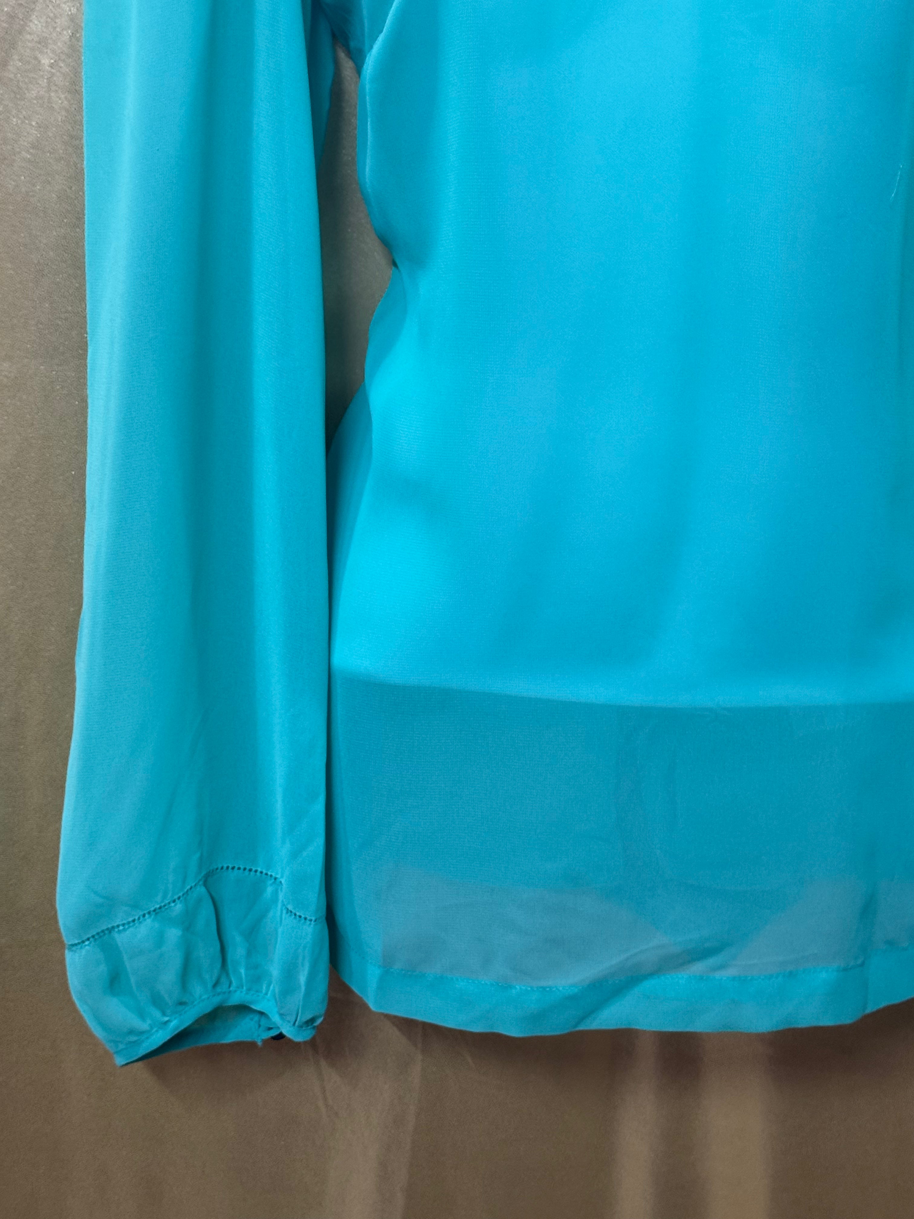 Vintage-Vibe Green Chiffon Long Sleeve Blouse by Allen B. Size XS