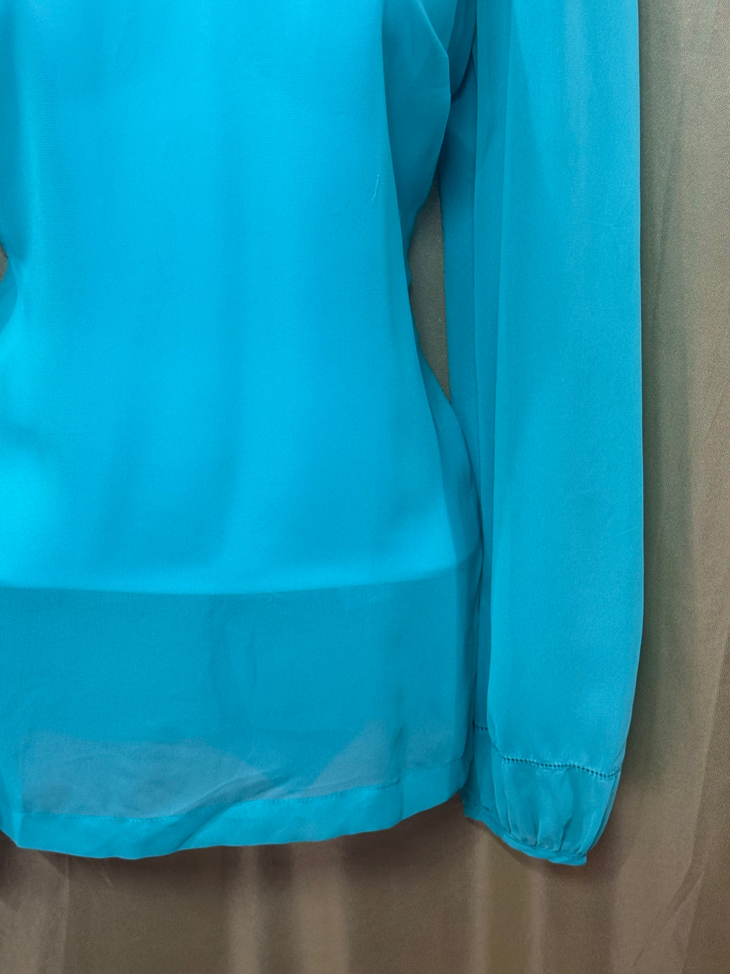 Vintage-Vibe Green Chiffon Long Sleeve Blouse by Allen B. Size XS