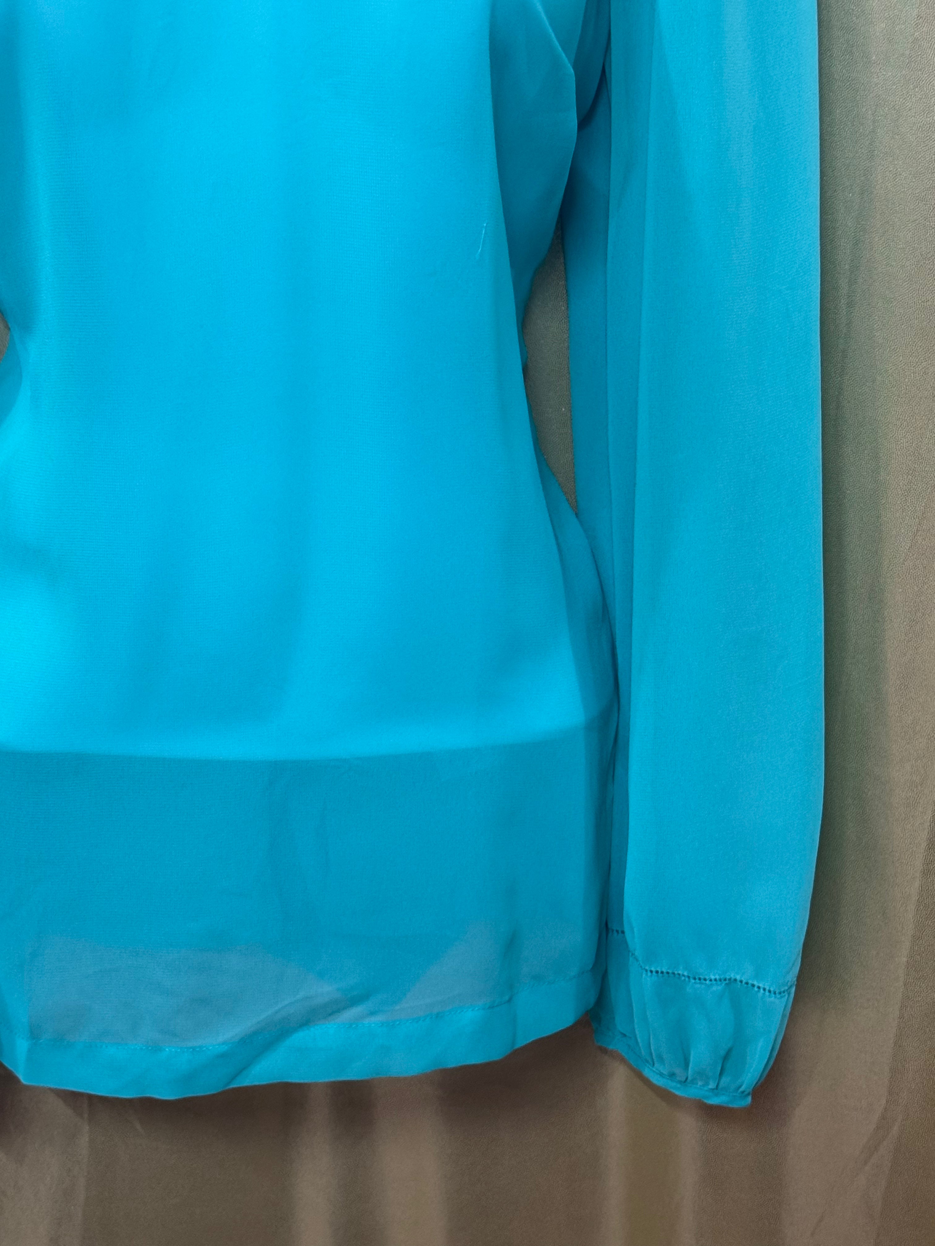 Vintage-Vibe Green Chiffon Long Sleeve Blouse by Allen B. Size XS