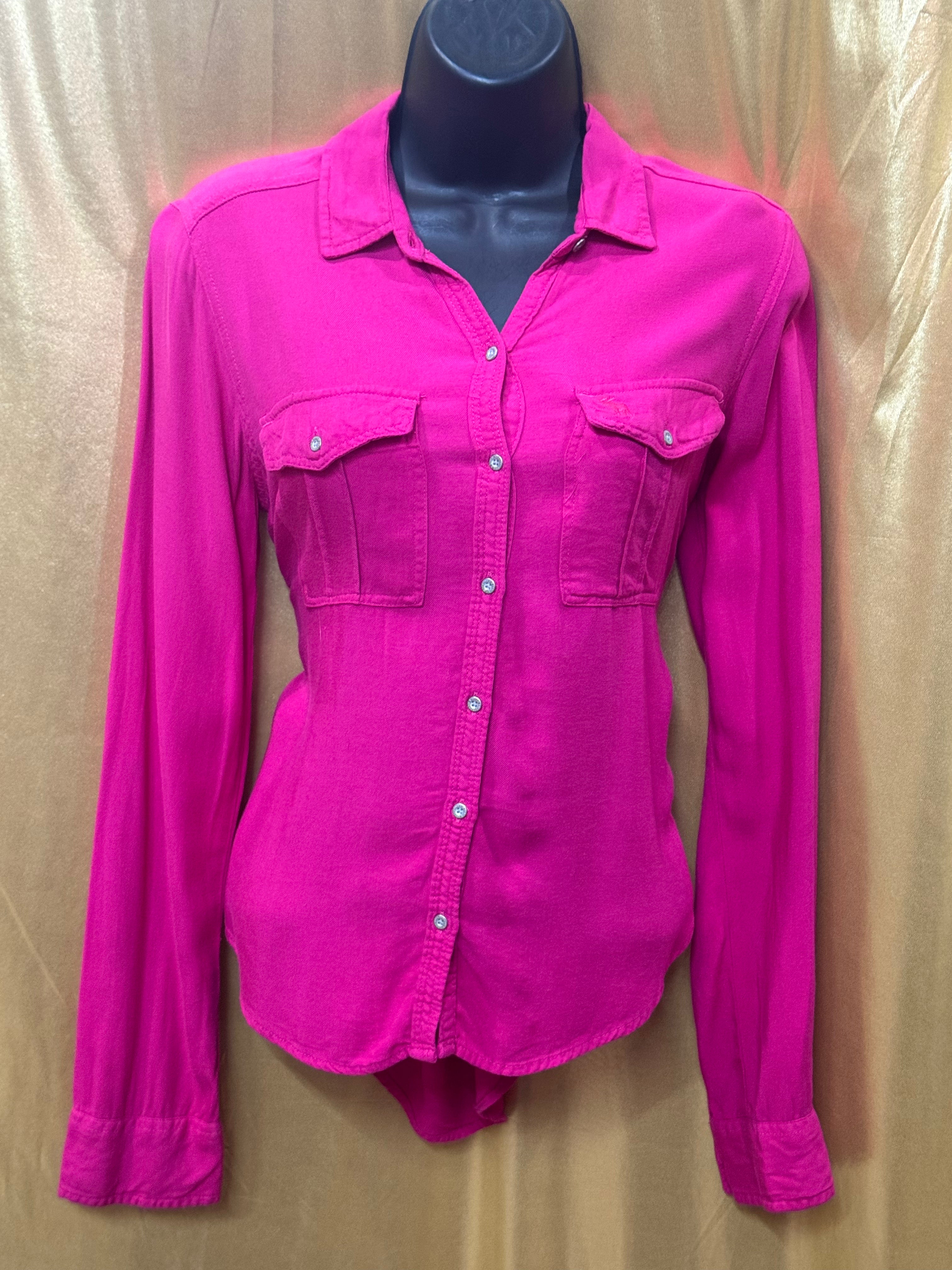 Abercrombie & Fitch Magenta Utility Shirt Button Down 100% Viscose Size XS