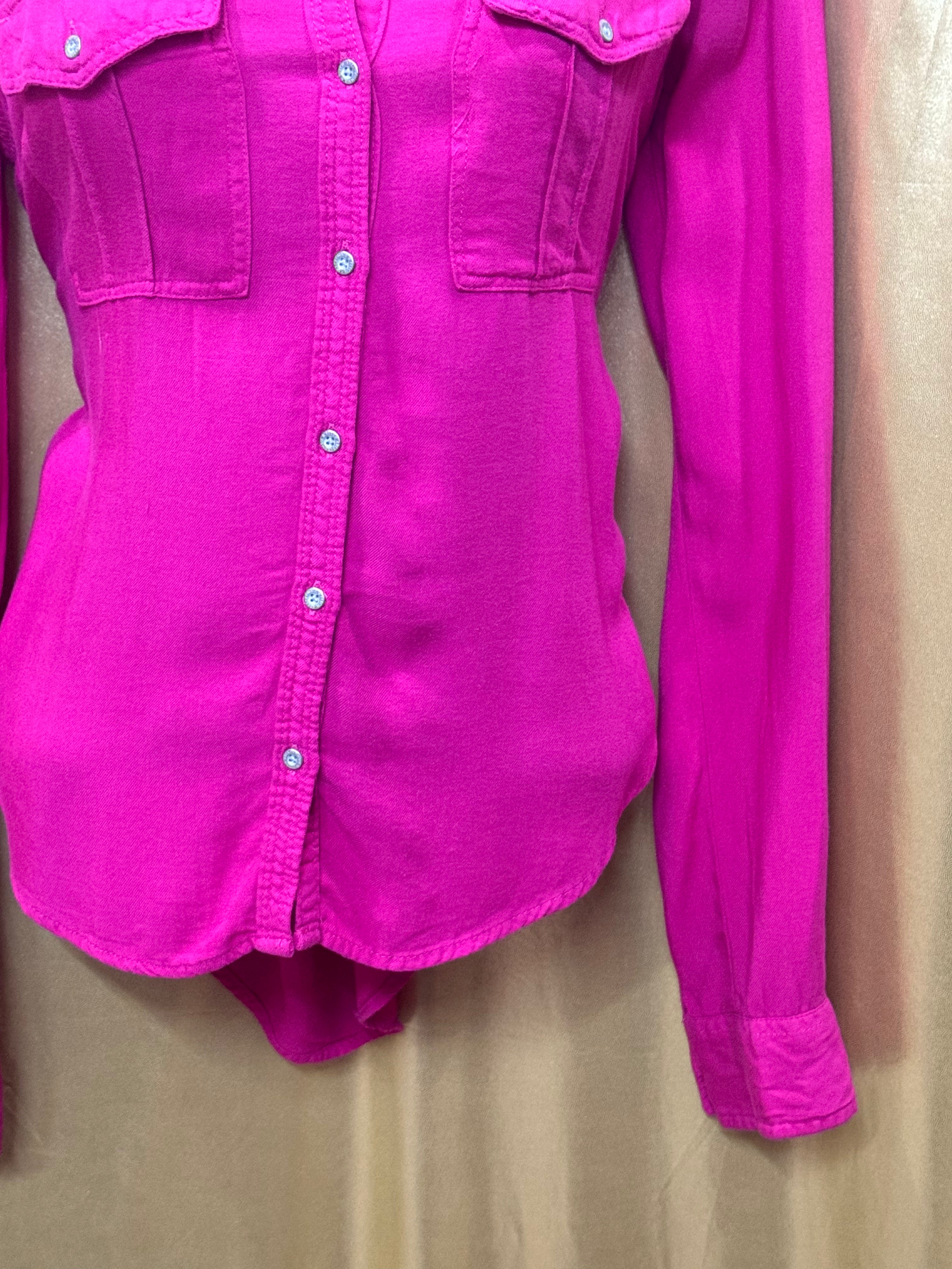 Abercrombie & Fitch Magenta Utility Shirt Button Down 100% Viscose Size XS