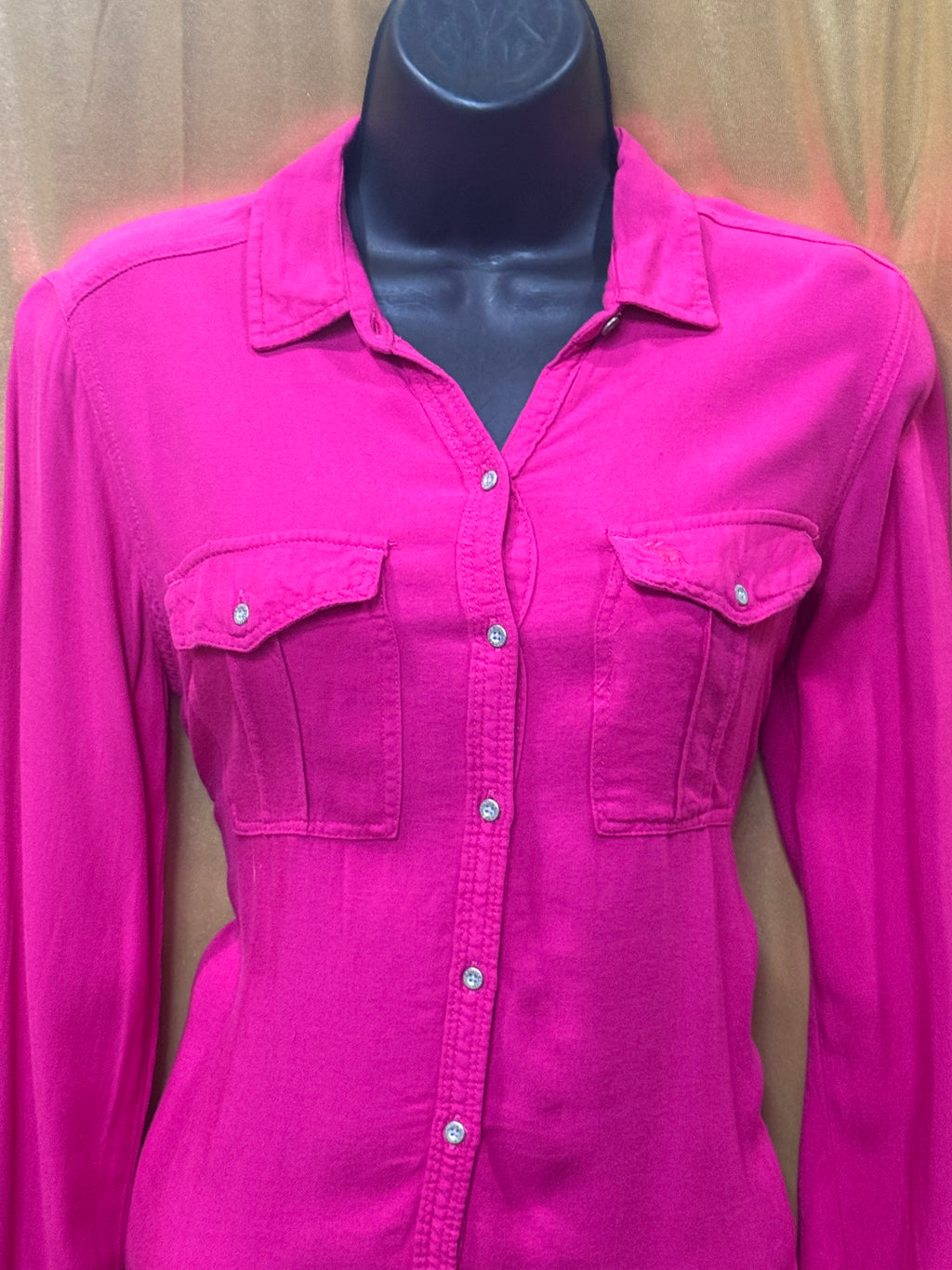 Abercrombie & Fitch Magenta Utility Shirt Button Down 100% Viscose Size XS