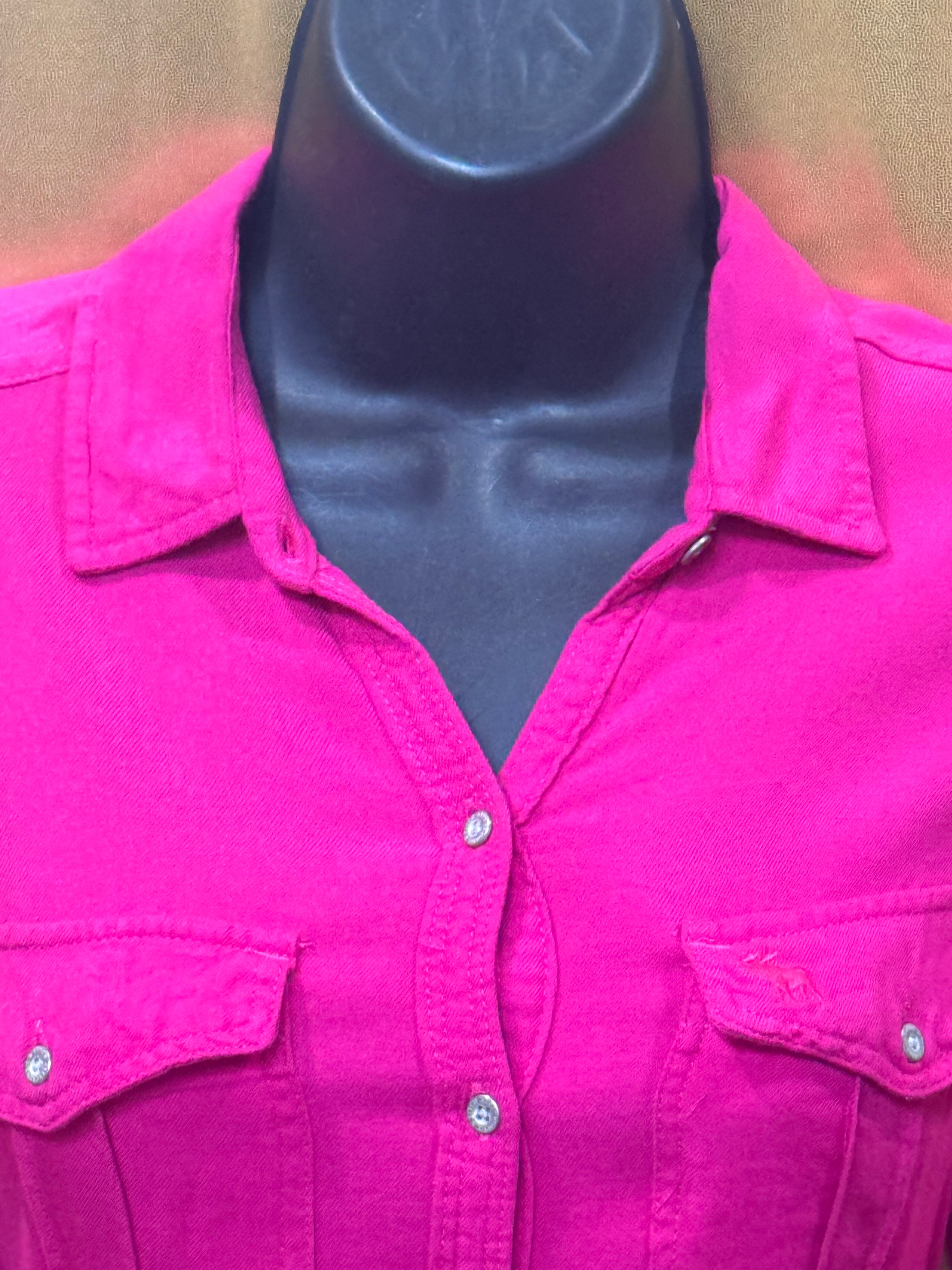 Abercrombie & Fitch Magenta Utility Shirt Button Down 100% Viscose Size XS