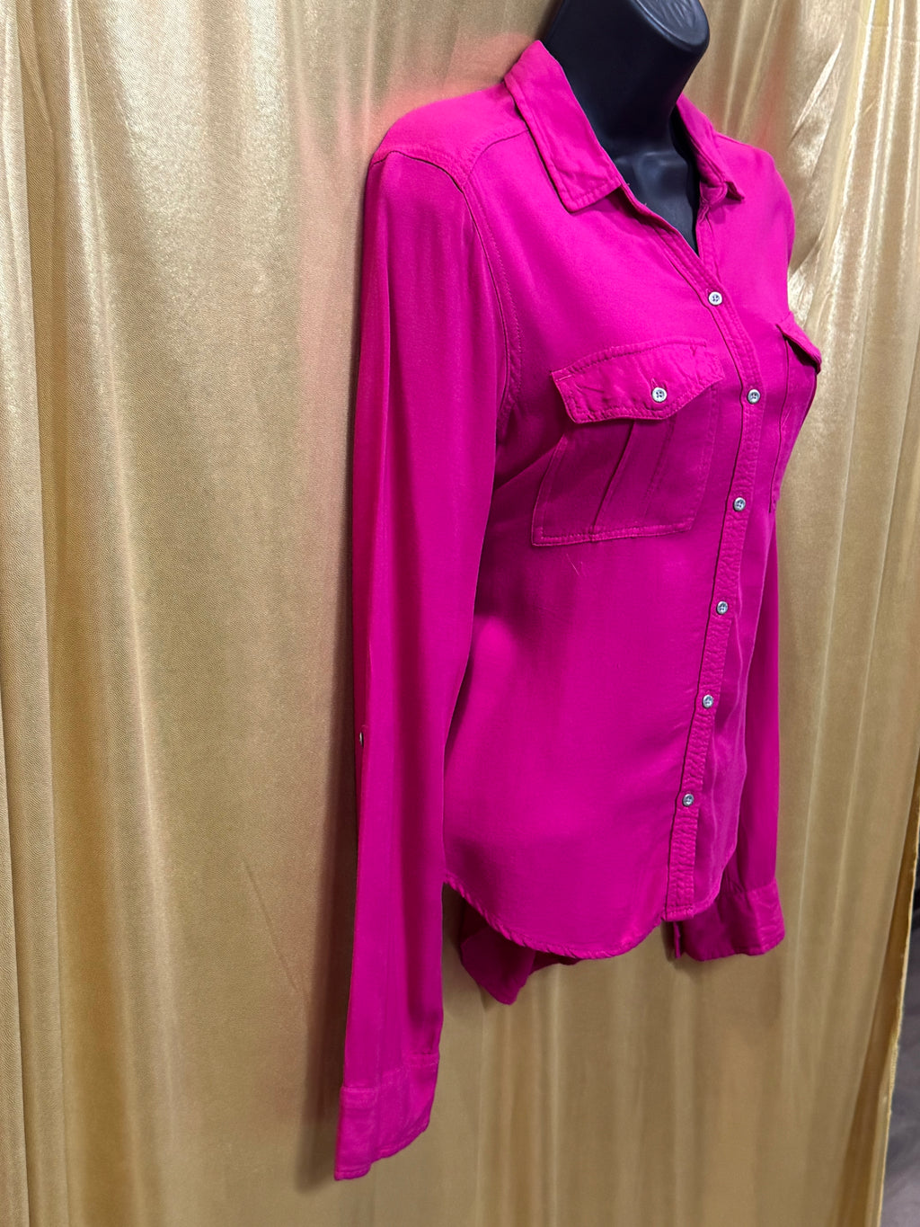 Abercrombie & Fitch Magenta Utility Shirt Button Down 100% Viscose Size XS