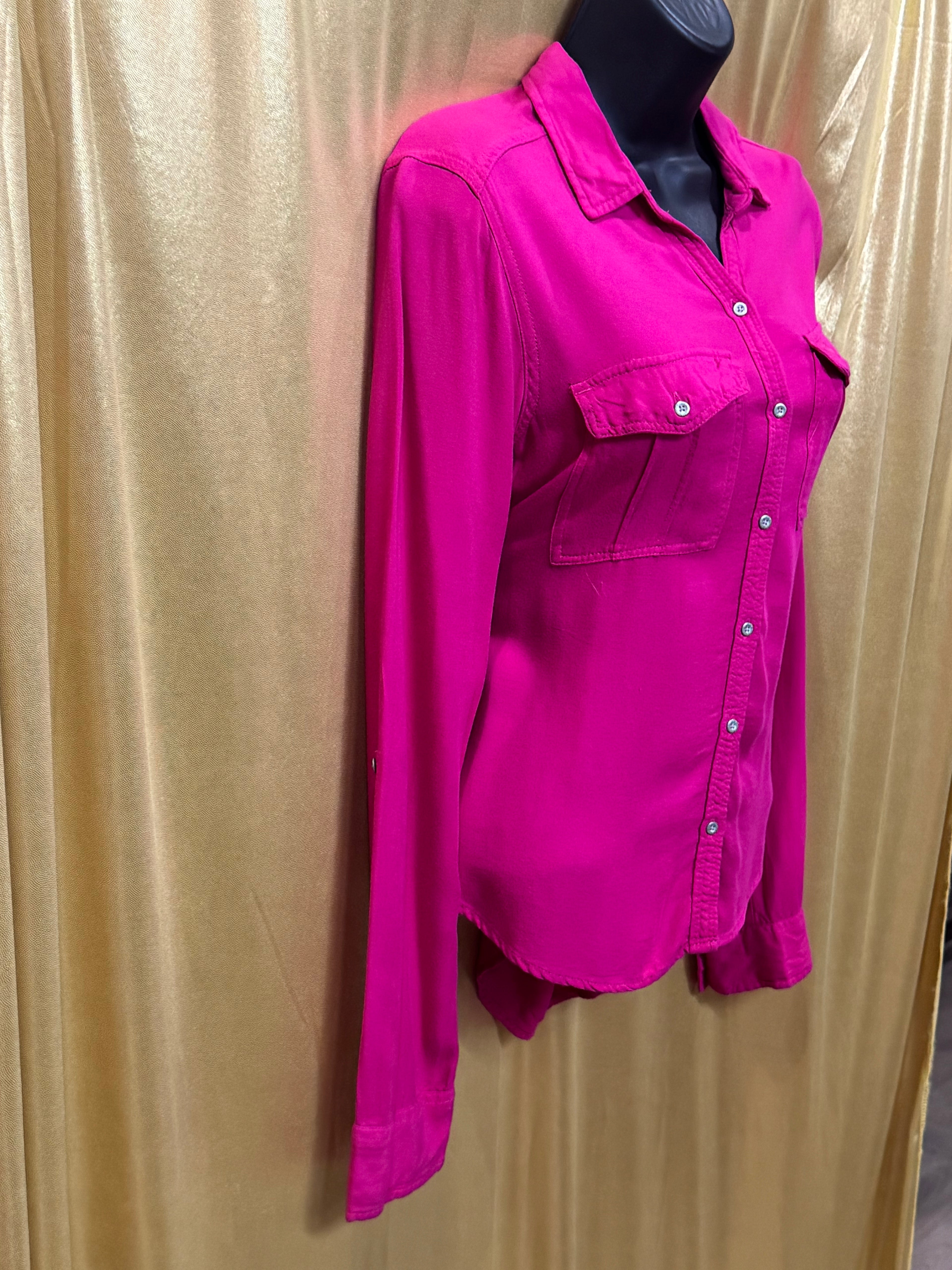 Abercrombie & Fitch Magenta Utility Shirt Button Down 100% Viscose Size XS