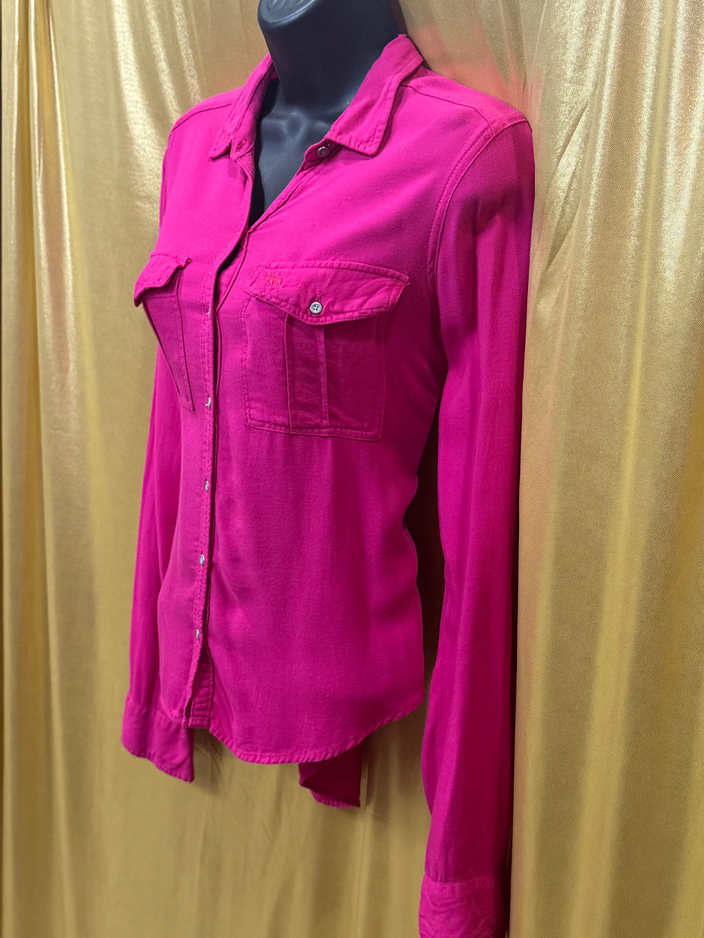 Abercrombie & Fitch Magenta Utility Shirt Button Down 100% Viscose Size XS