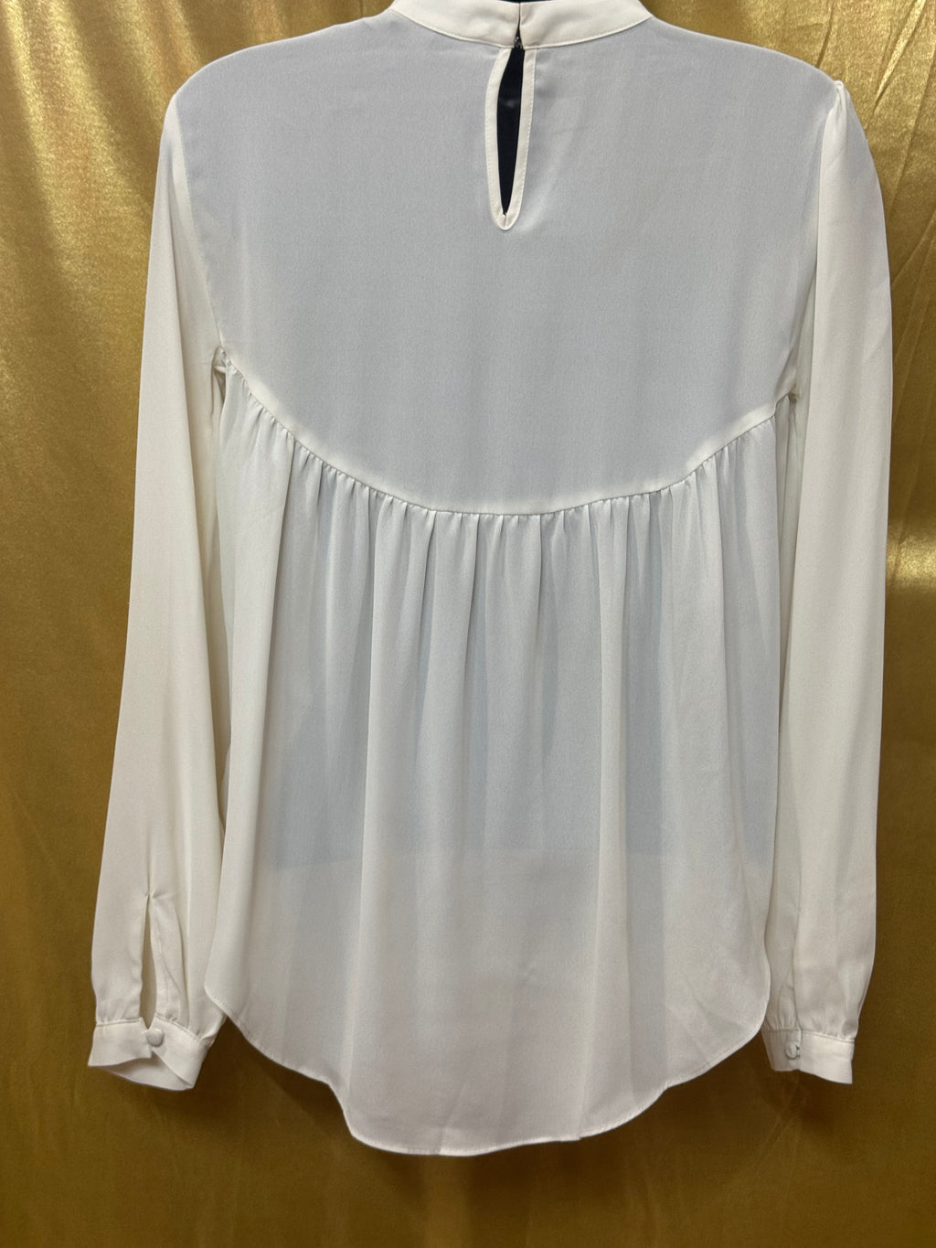 Express Ivory Lace Yoke Mock Neck Blouse XS