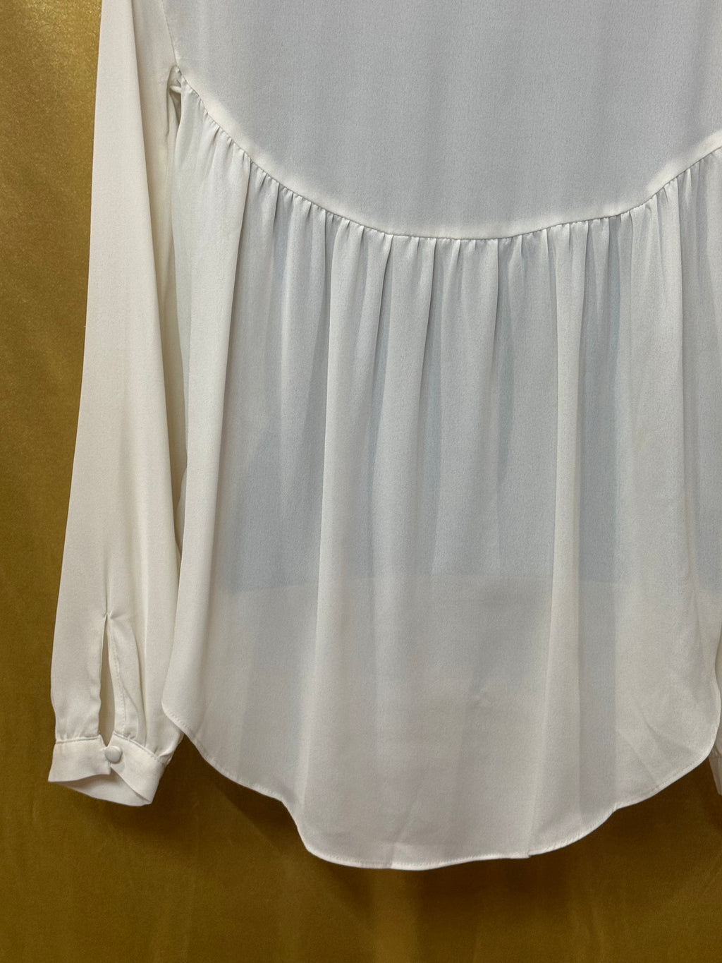 Express Ivory Lace Yoke Mock Neck Blouse XS