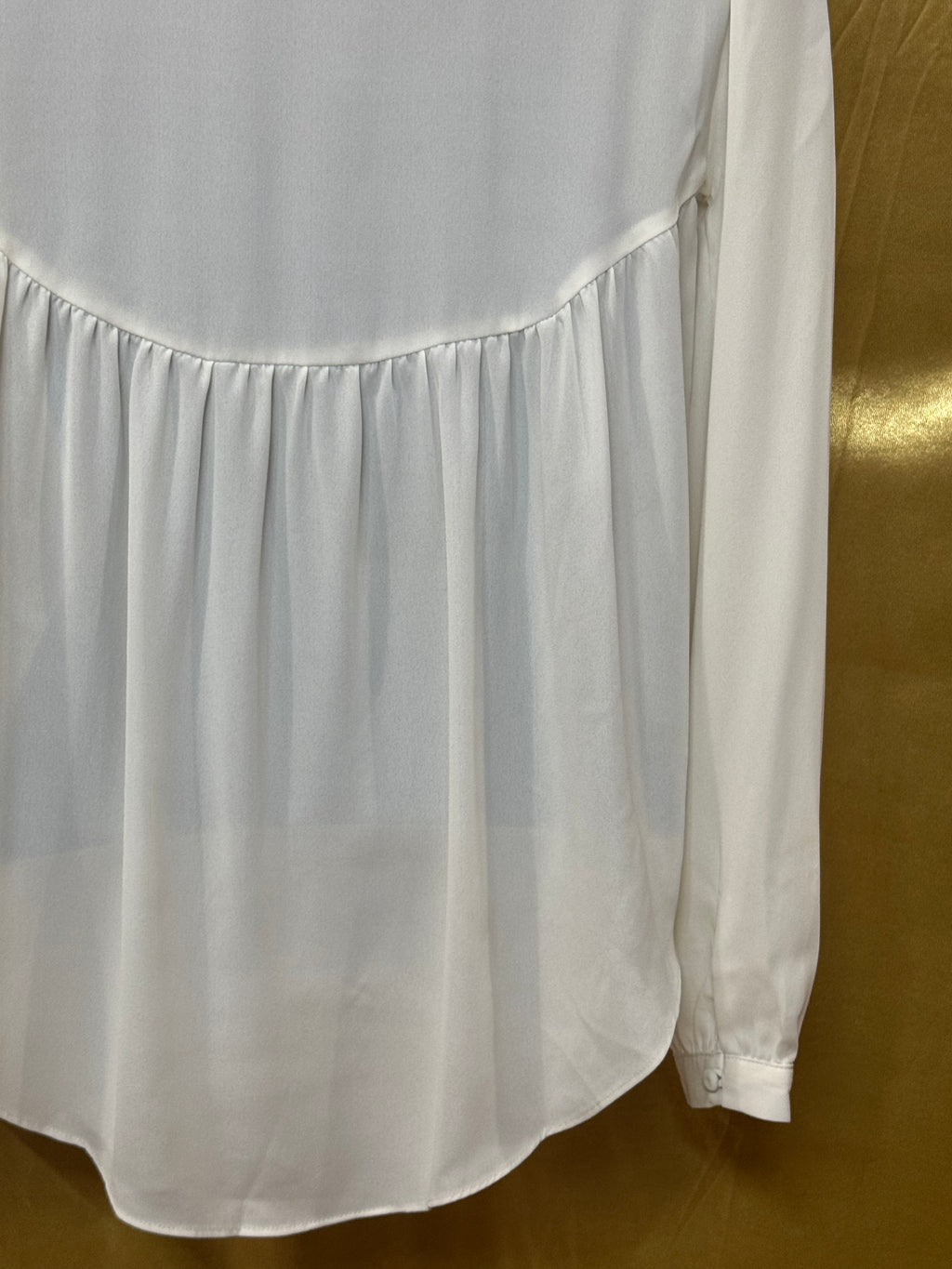 Express Ivory Lace Yoke Mock Neck Blouse XS
