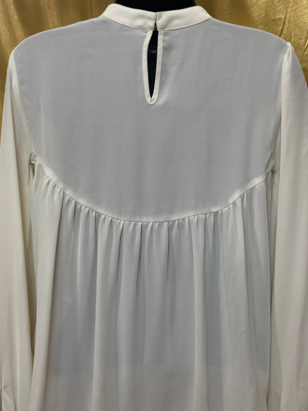 Express Ivory Lace Yoke Mock Neck Blouse XS