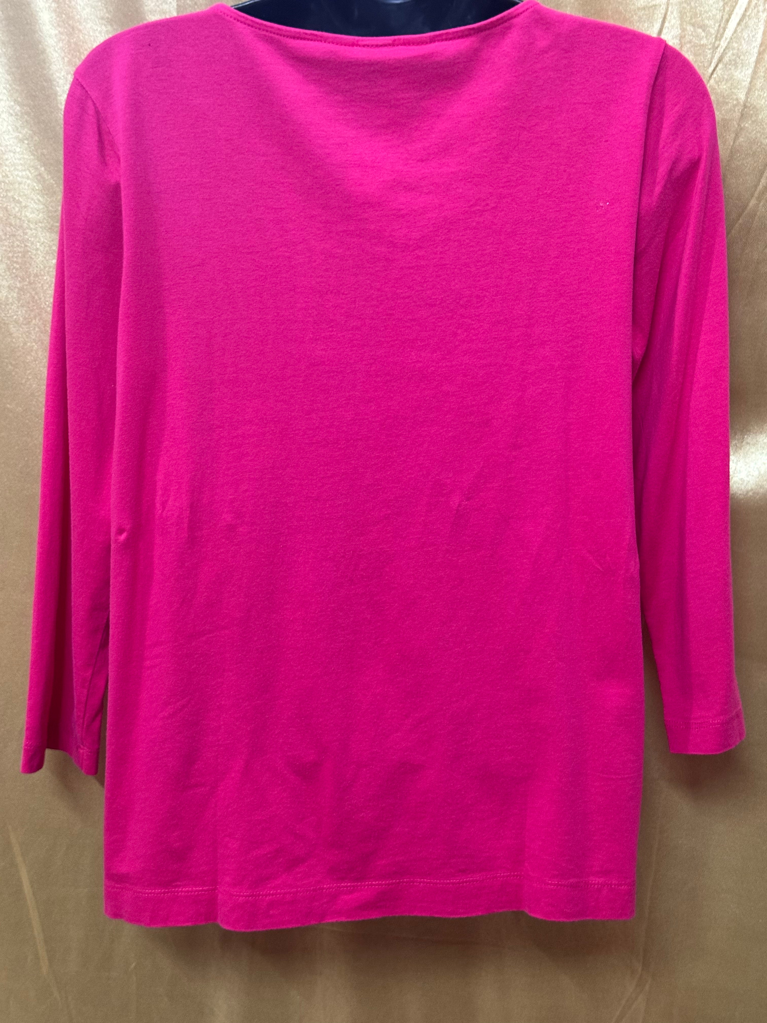 Lands' End Women's Pleated Neckline Top - Size XS Pink 3/4 Sleeve Cotton Modal Blend