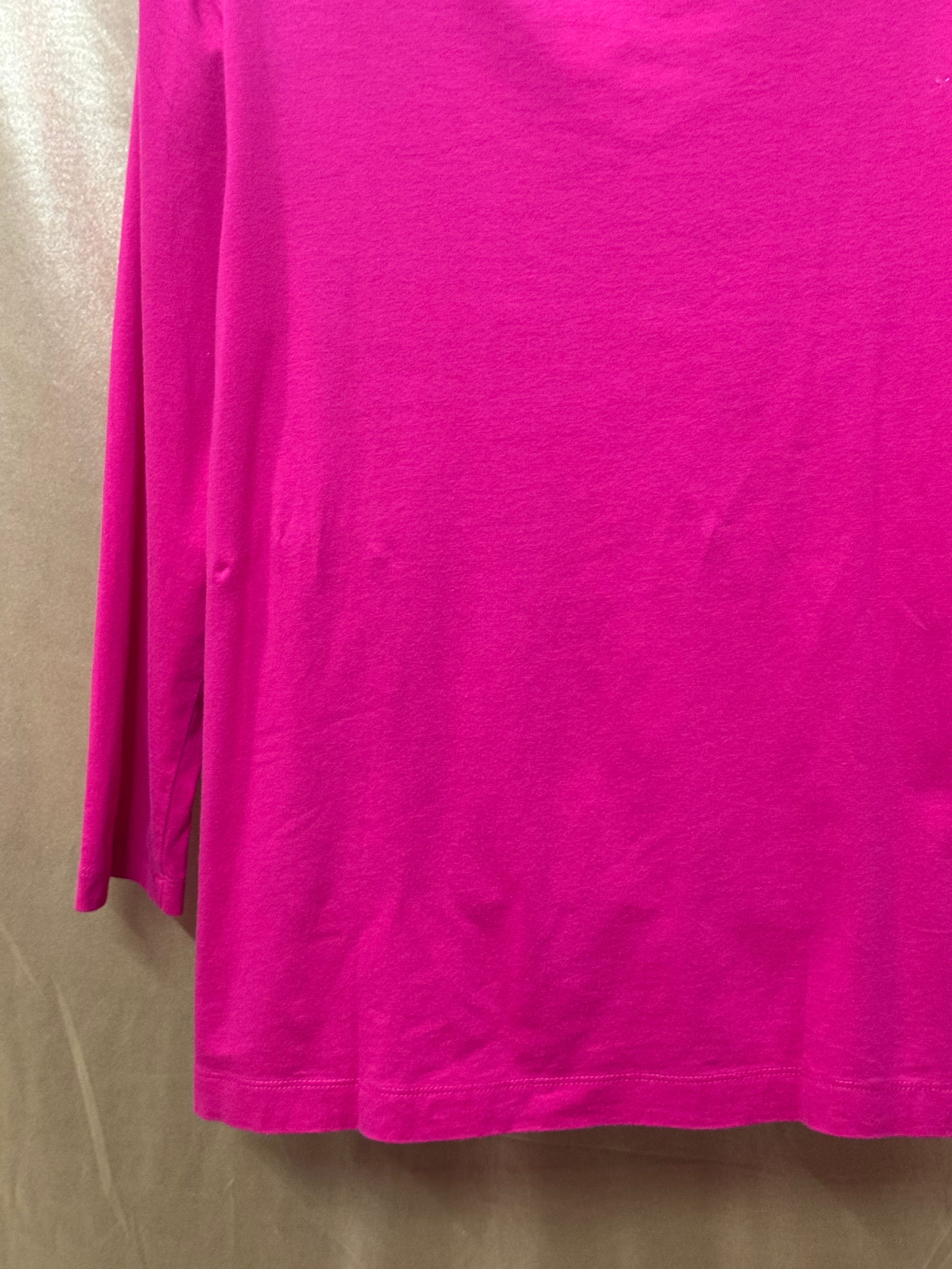 Lands' End Women's Pleated Neckline Top - Size XS Pink 3/4 Sleeve Cotton Modal Blend