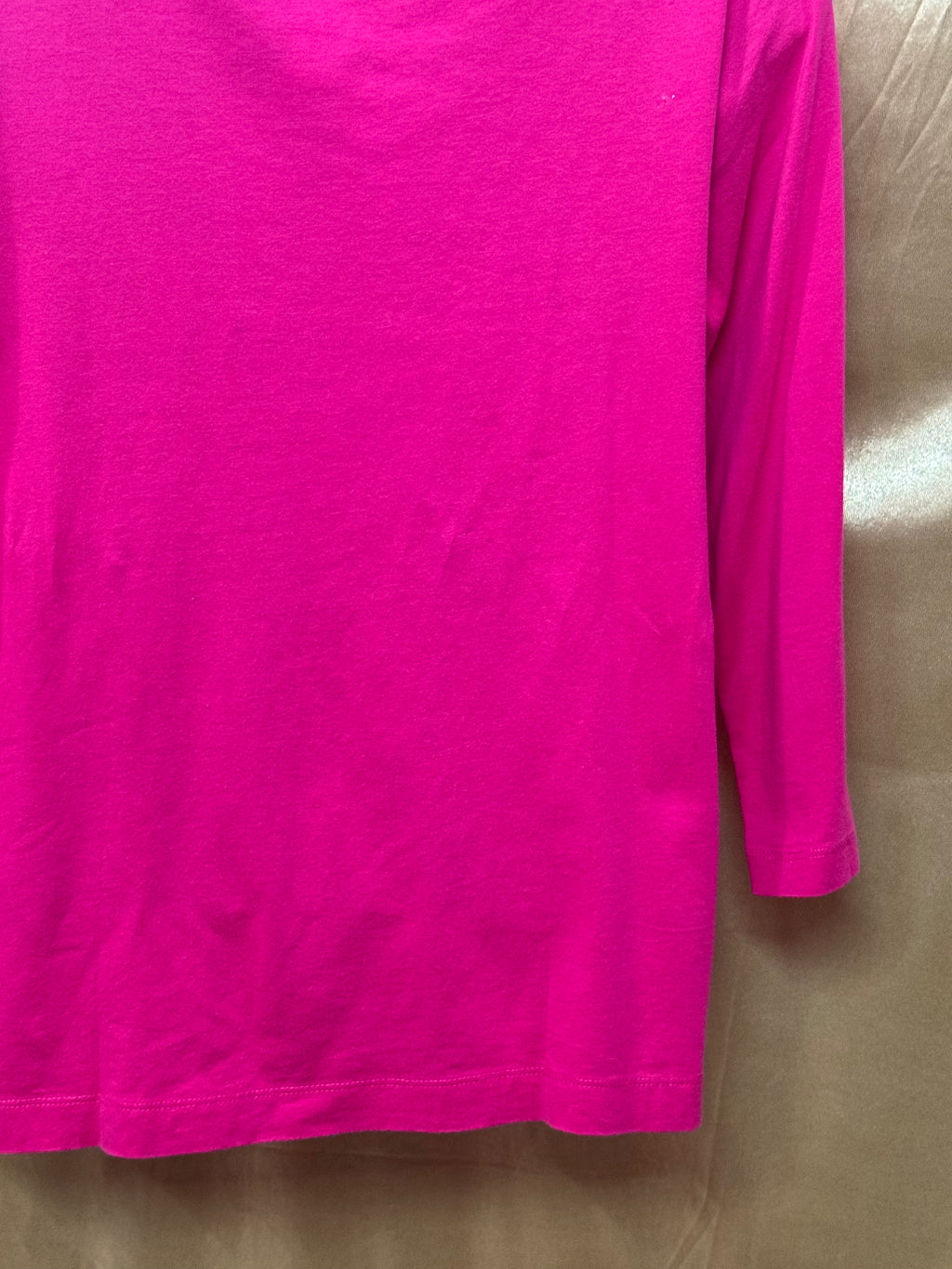 Lands' End Women's Pleated Neckline Top - Size XS Pink 3/4 Sleeve Cotton Modal Blend