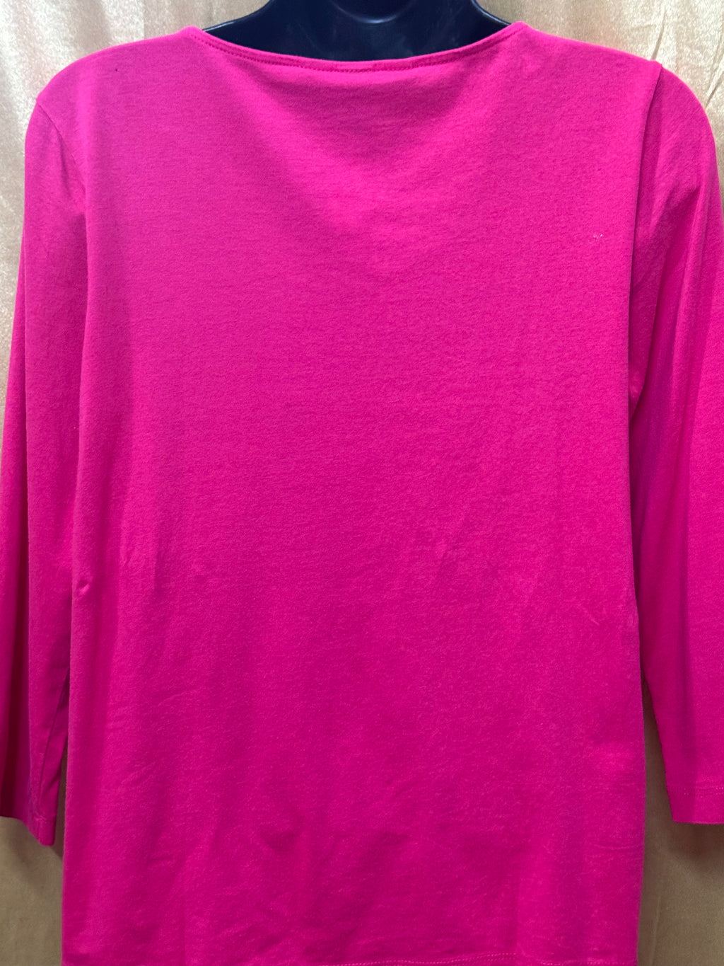 Lands' End Women's Pleated Neckline Top - Size XS Pink 3/4 Sleeve Cotton Modal Blend