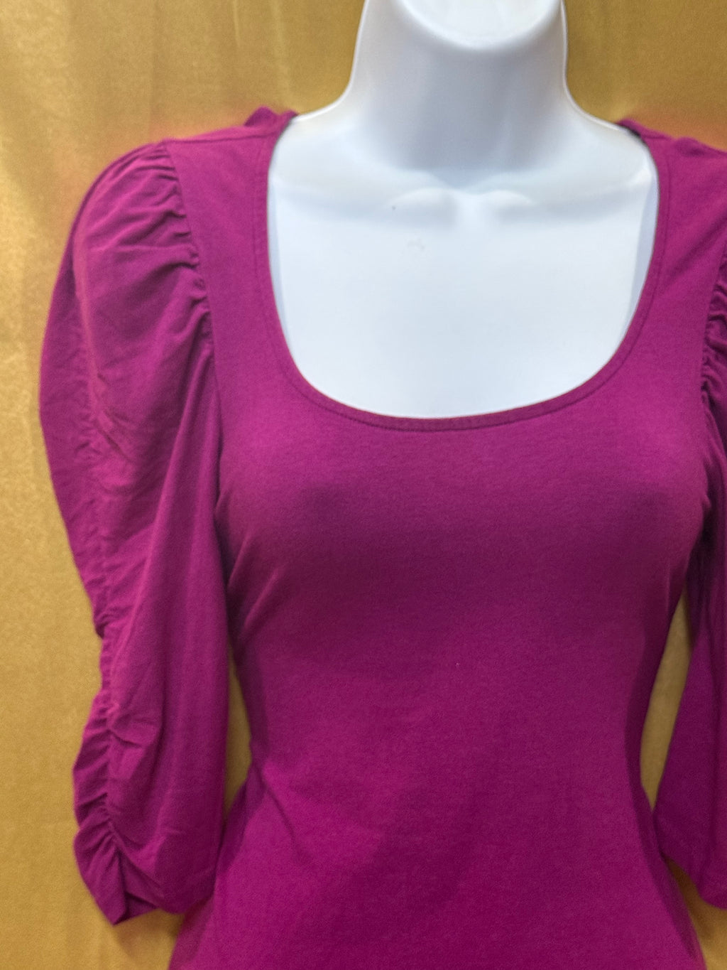 Express Magenta Puff Sleeve Top XS Cotton Modal Blend