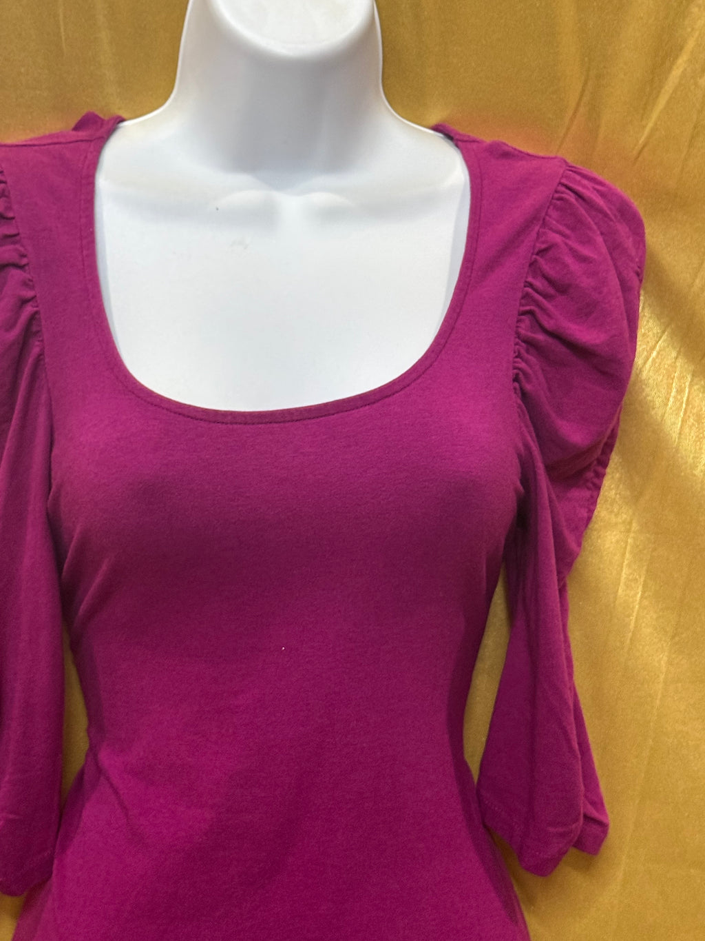 Express Magenta Puff Sleeve Top XS Cotton Modal Blend