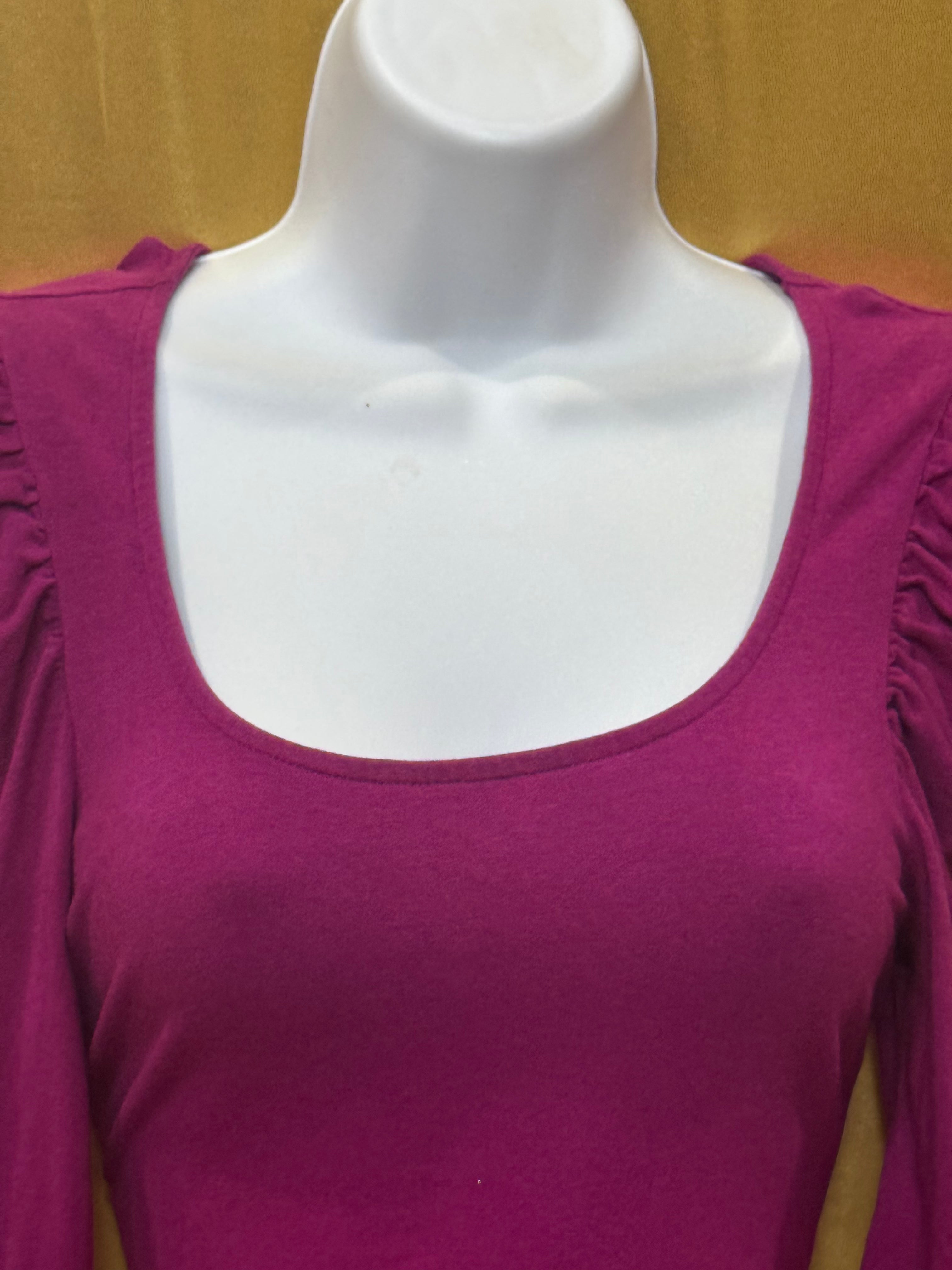 Express Magenta Puff Sleeve Top XS Cotton Modal Blend