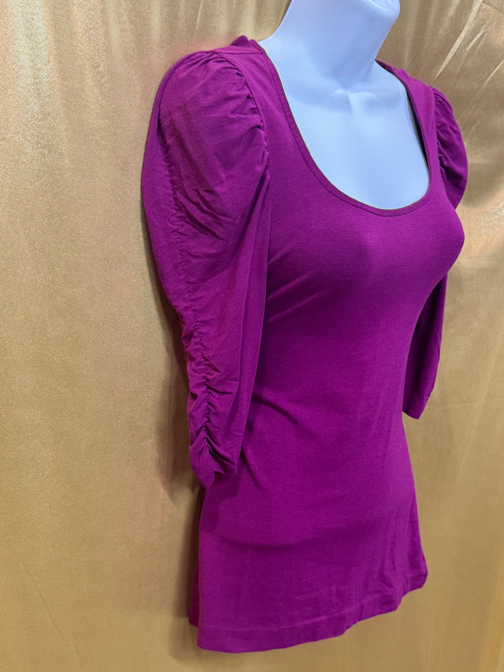 Express Magenta Puff Sleeve Top XS Cotton Modal Blend