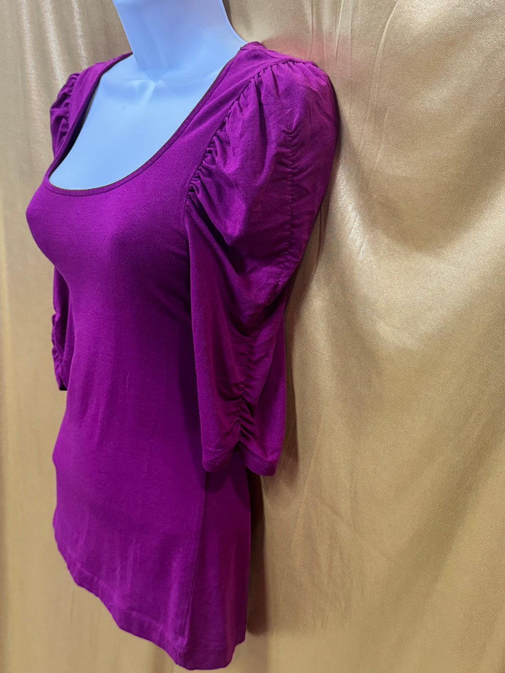 Express Magenta Puff Sleeve Top XS Cotton Modal Blend