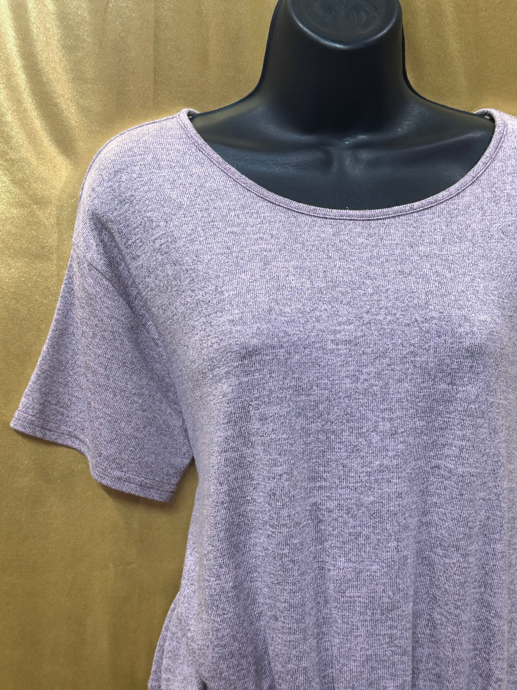 Hyfve Purple Knit Short Sleeve Smocked Hem Top Size Small