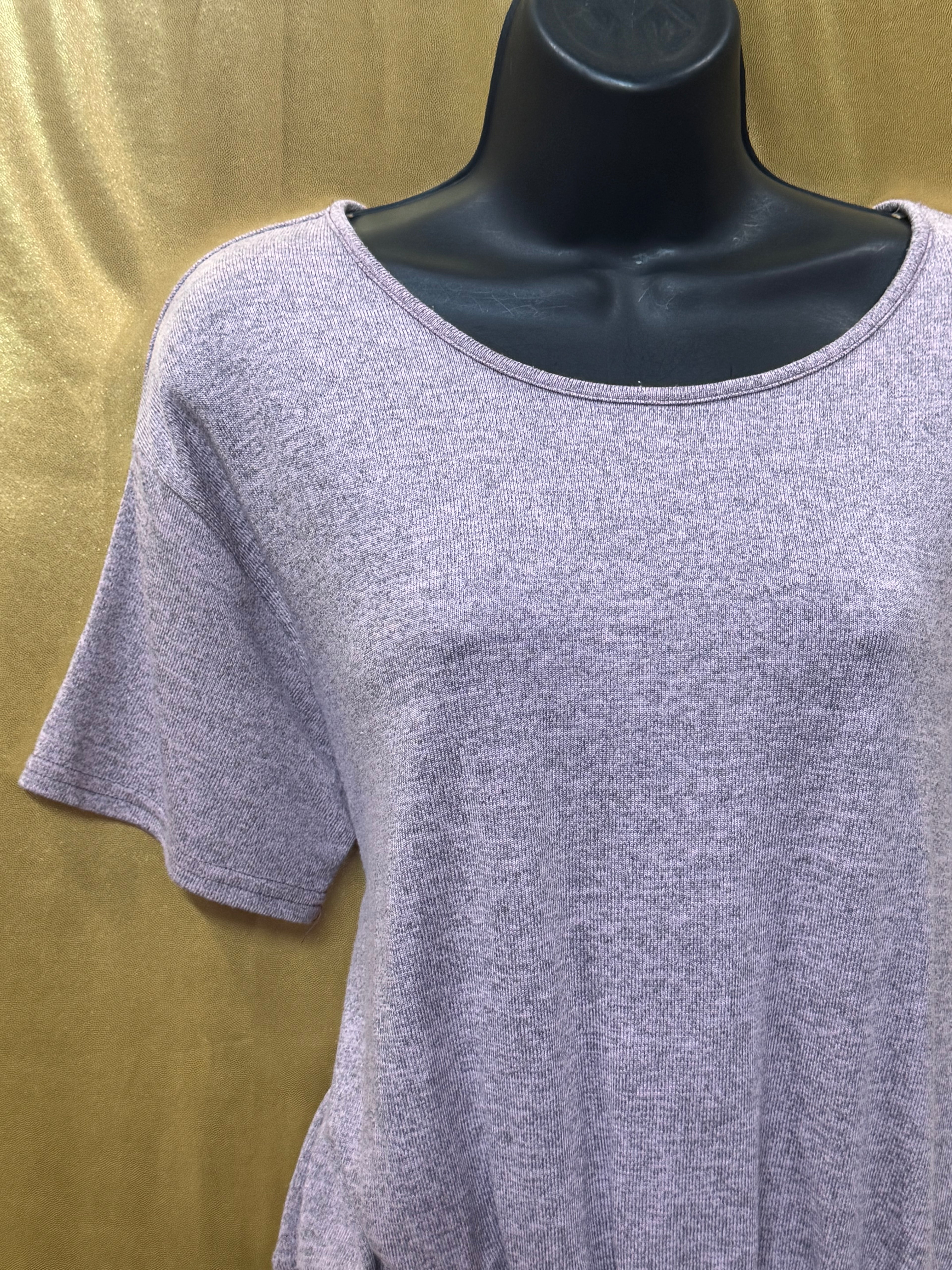 Hyfve Purple Knit Short Sleeve Smocked Hem Top Size Small