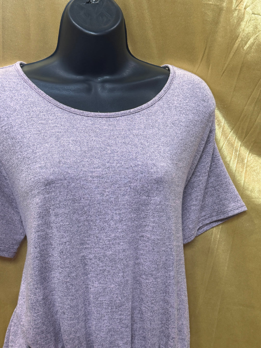 Hyfve Purple Knit Short Sleeve Smocked Hem Top Size Small