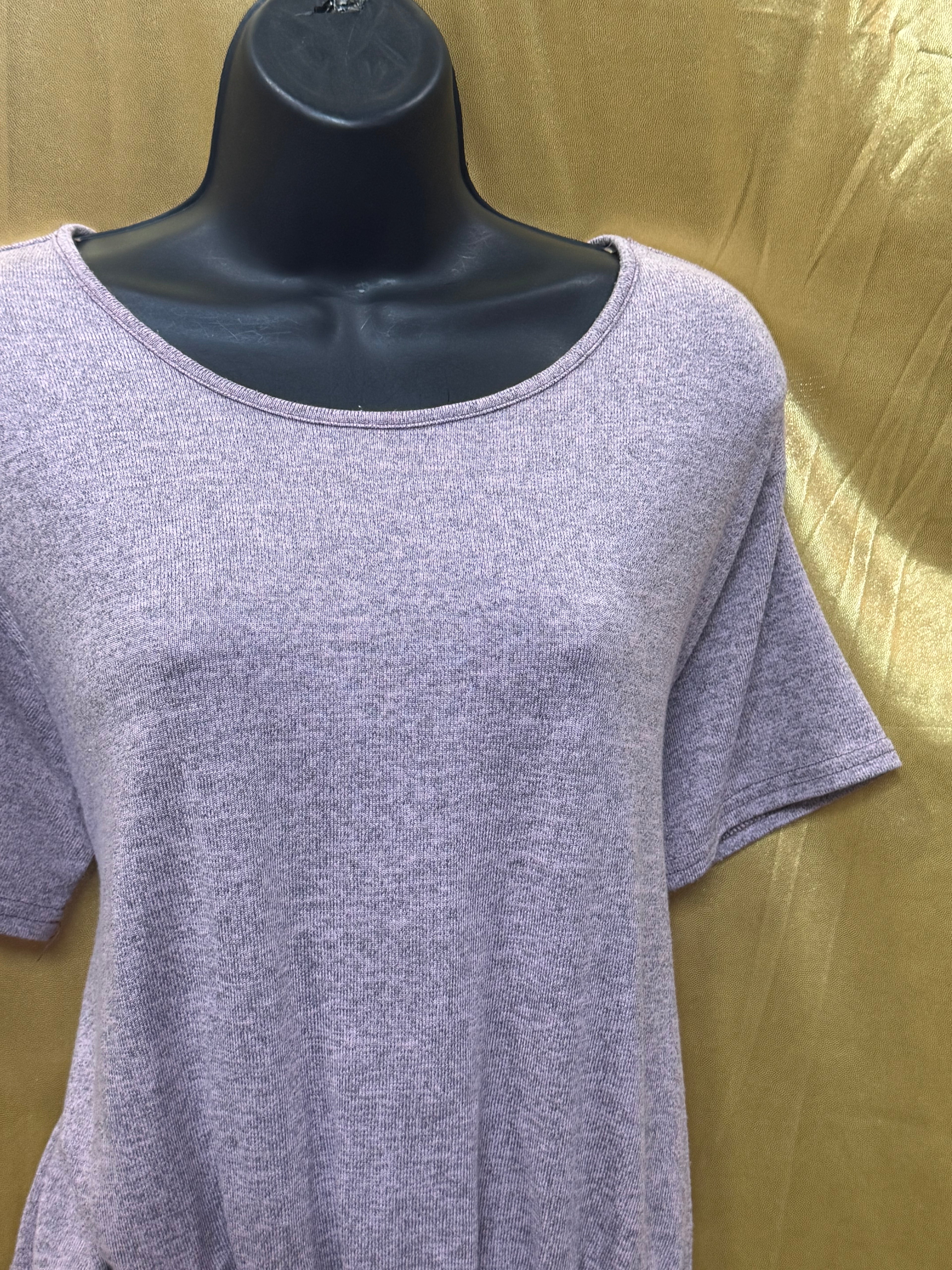 Hyfve Purple Knit Short Sleeve Smocked Hem Top Size Small