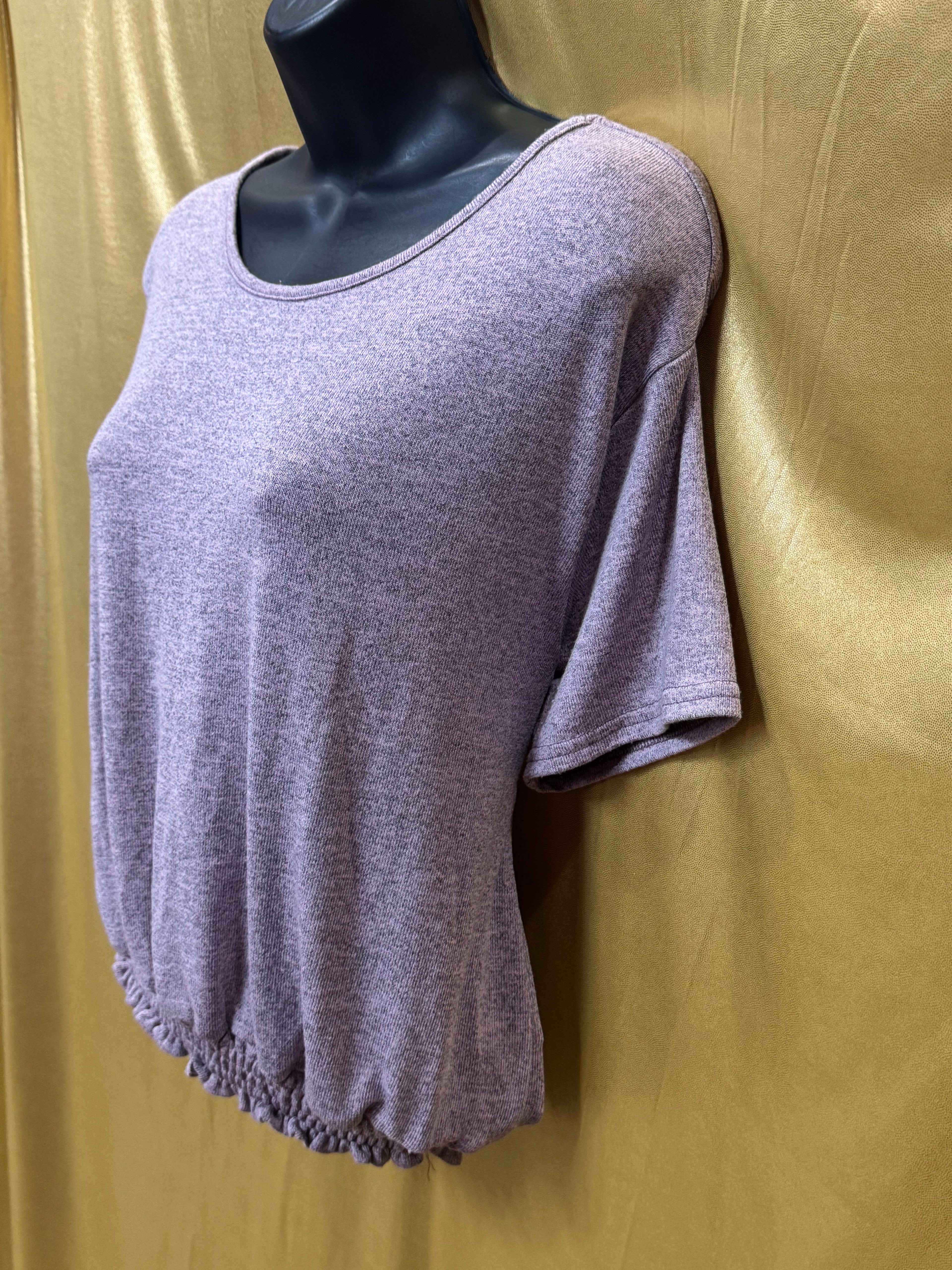 Hyfve Purple Knit Short Sleeve Smocked Hem Top Size Small